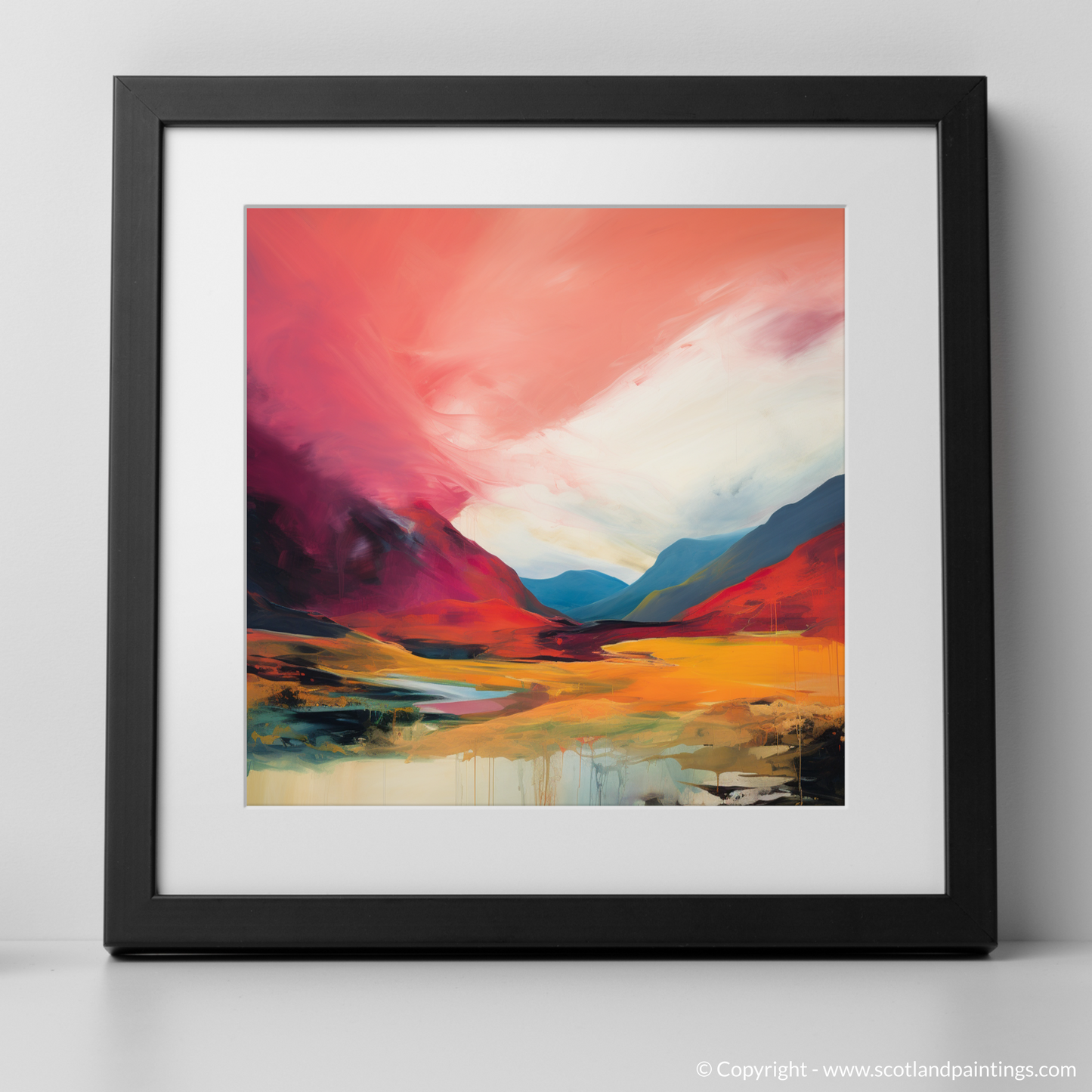 Crimson Clouds over Glencoe Valley: An Abstract Dreamscape