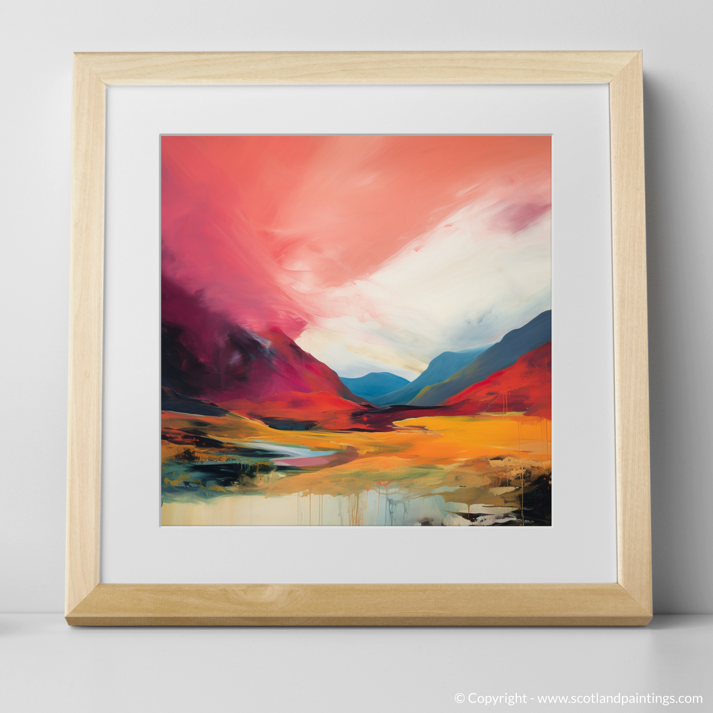 Crimson Clouds over Glencoe Valley: An Abstract Dreamscape