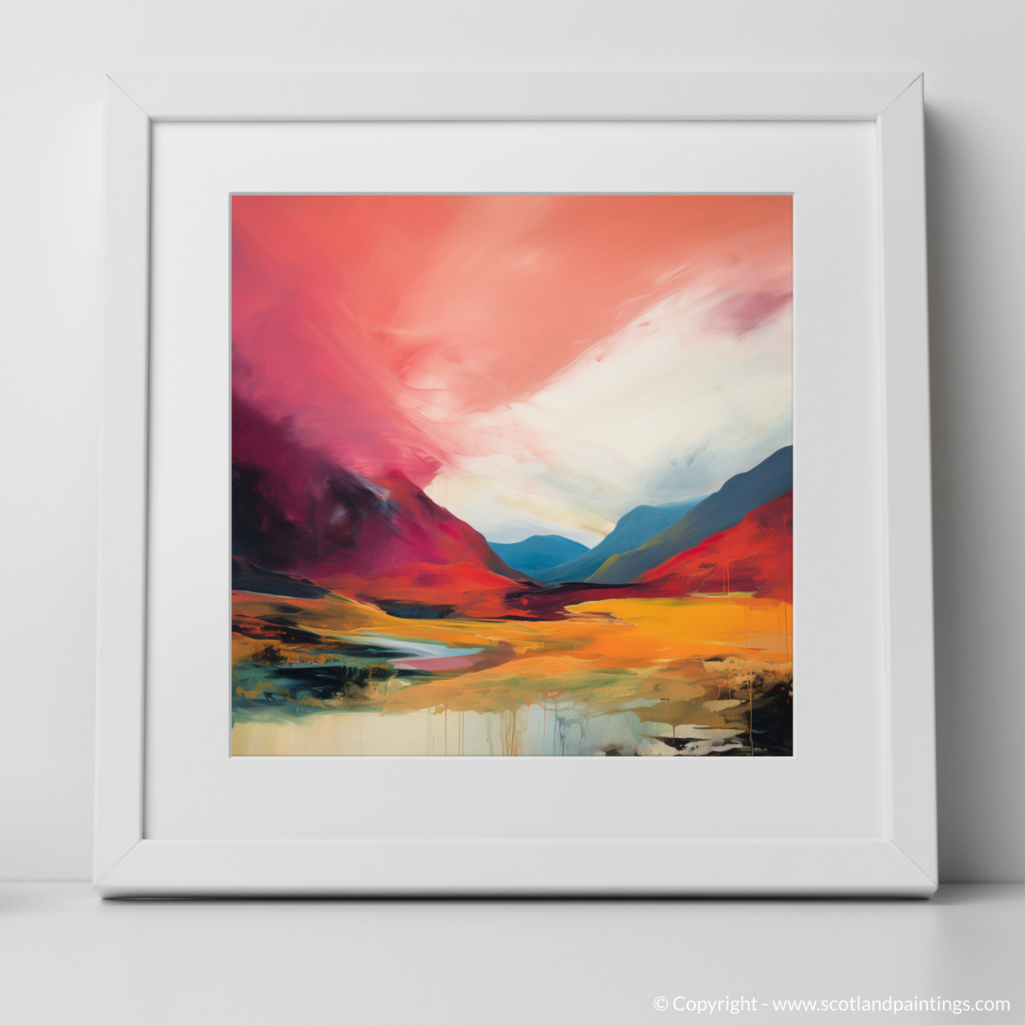 Crimson Clouds over Glencoe Valley: An Abstract Dreamscape