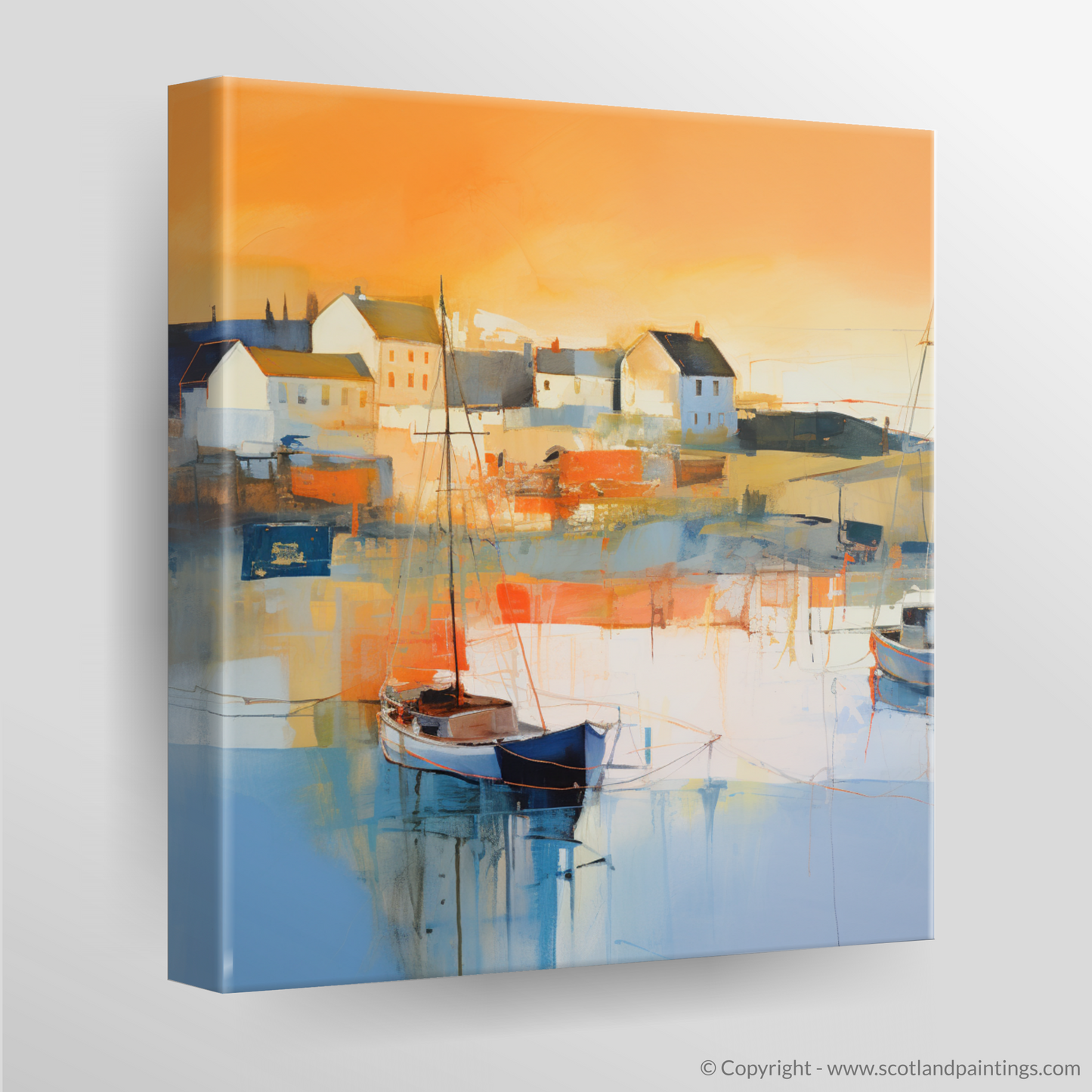 Golden Hour at Port Ellen Harbour: An Abstract Symphony of Light and Colour