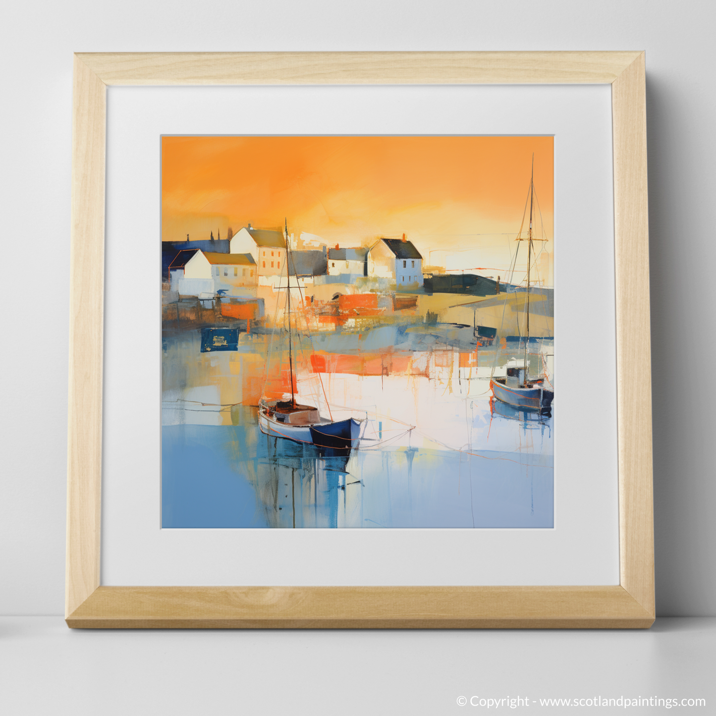 Golden Hour at Port Ellen Harbour: An Abstract Symphony of Light and Colour