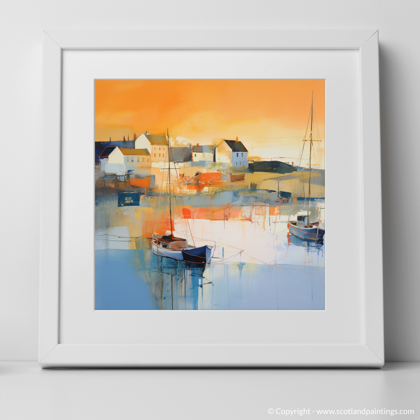 Golden Hour at Port Ellen Harbour: An Abstract Symphony of Light and Colour