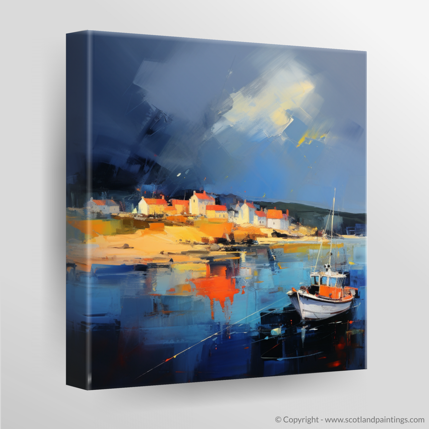 Stormy Skies over St Abba's Harbour: An Expressionist Ode to Scottish Coastal Life