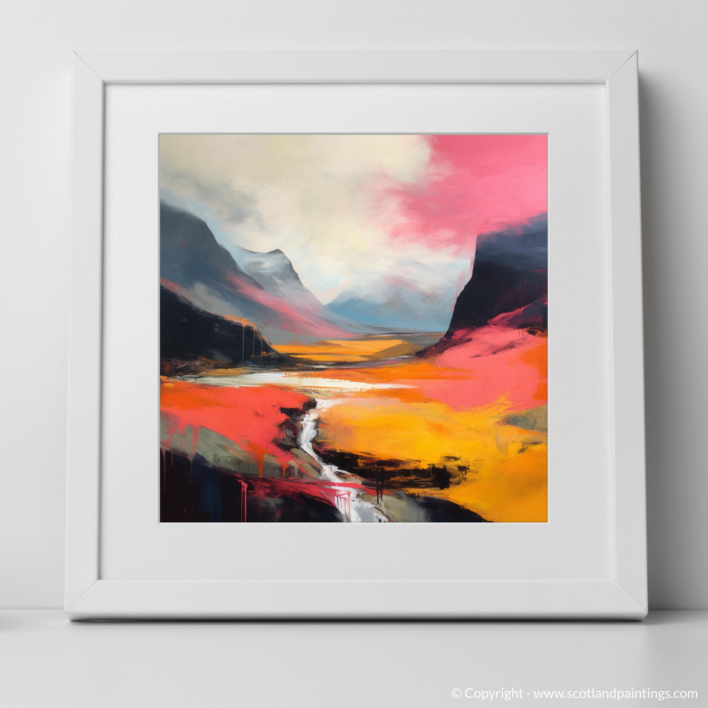 Crimson Clouds over Glencoe Valley: An Abstract Highland Symphony