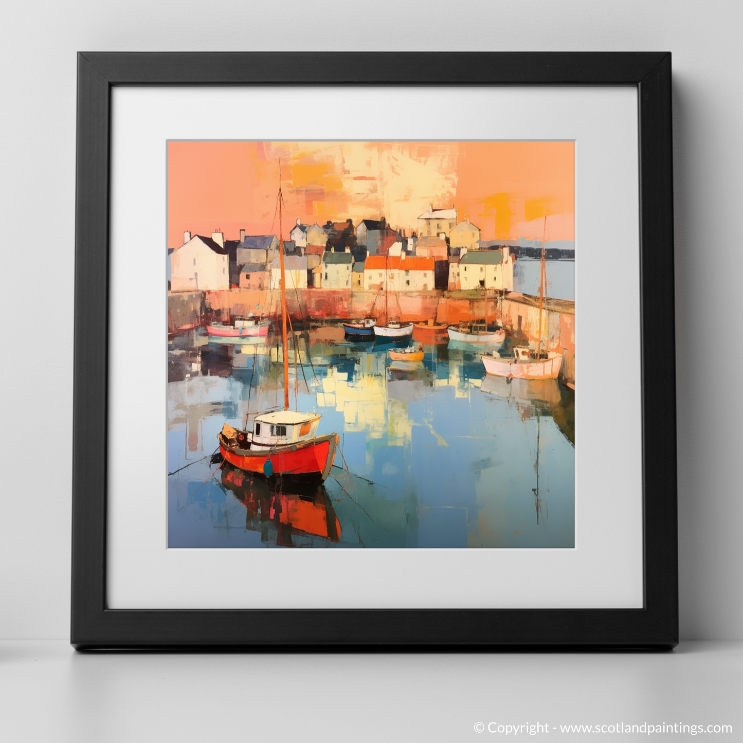 Golden Hour at Dunbar Harbour: An Abstract Celebration of Scottish Coastal Charm