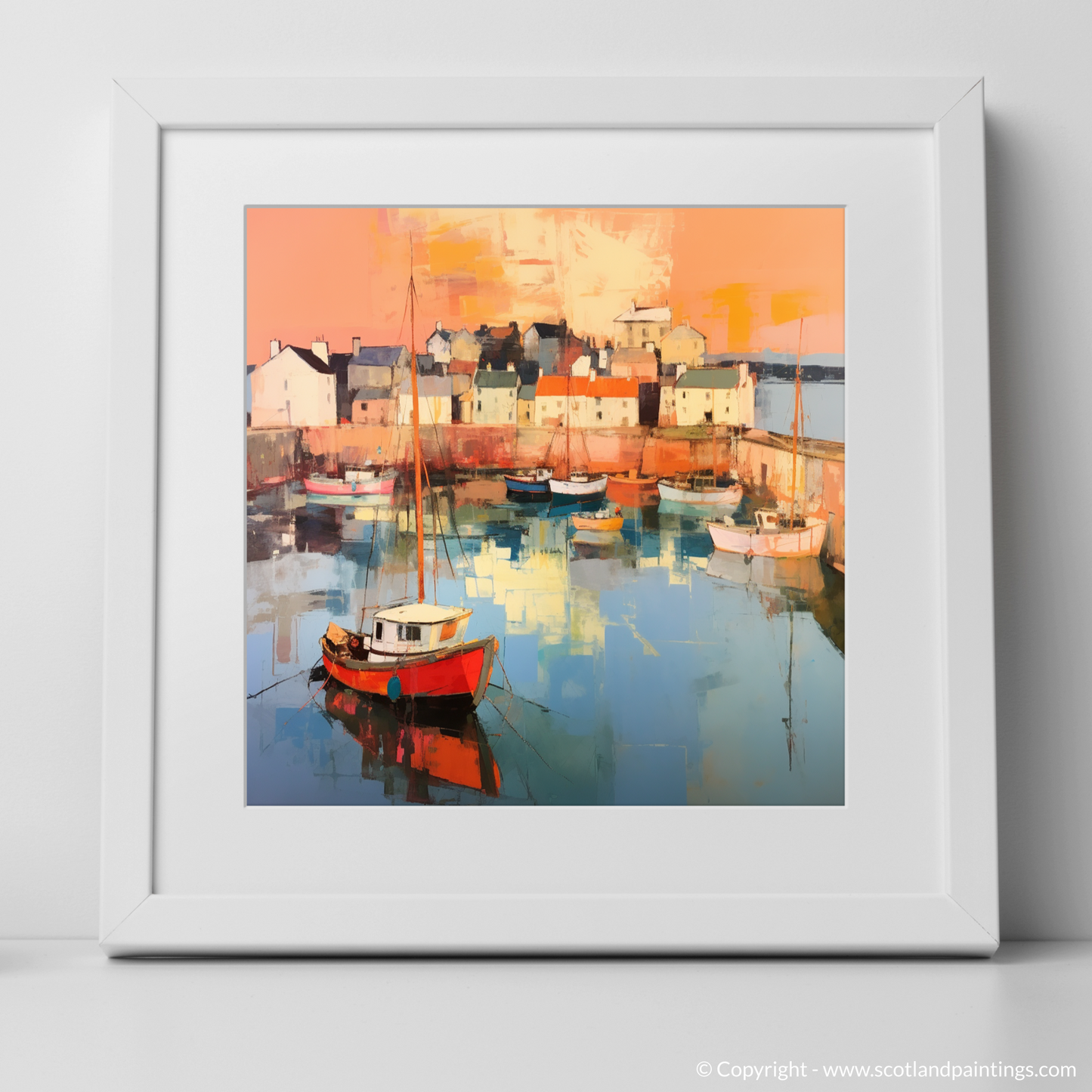 Golden Hour at Dunbar Harbour: An Abstract Celebration of Scottish Coastal Charm