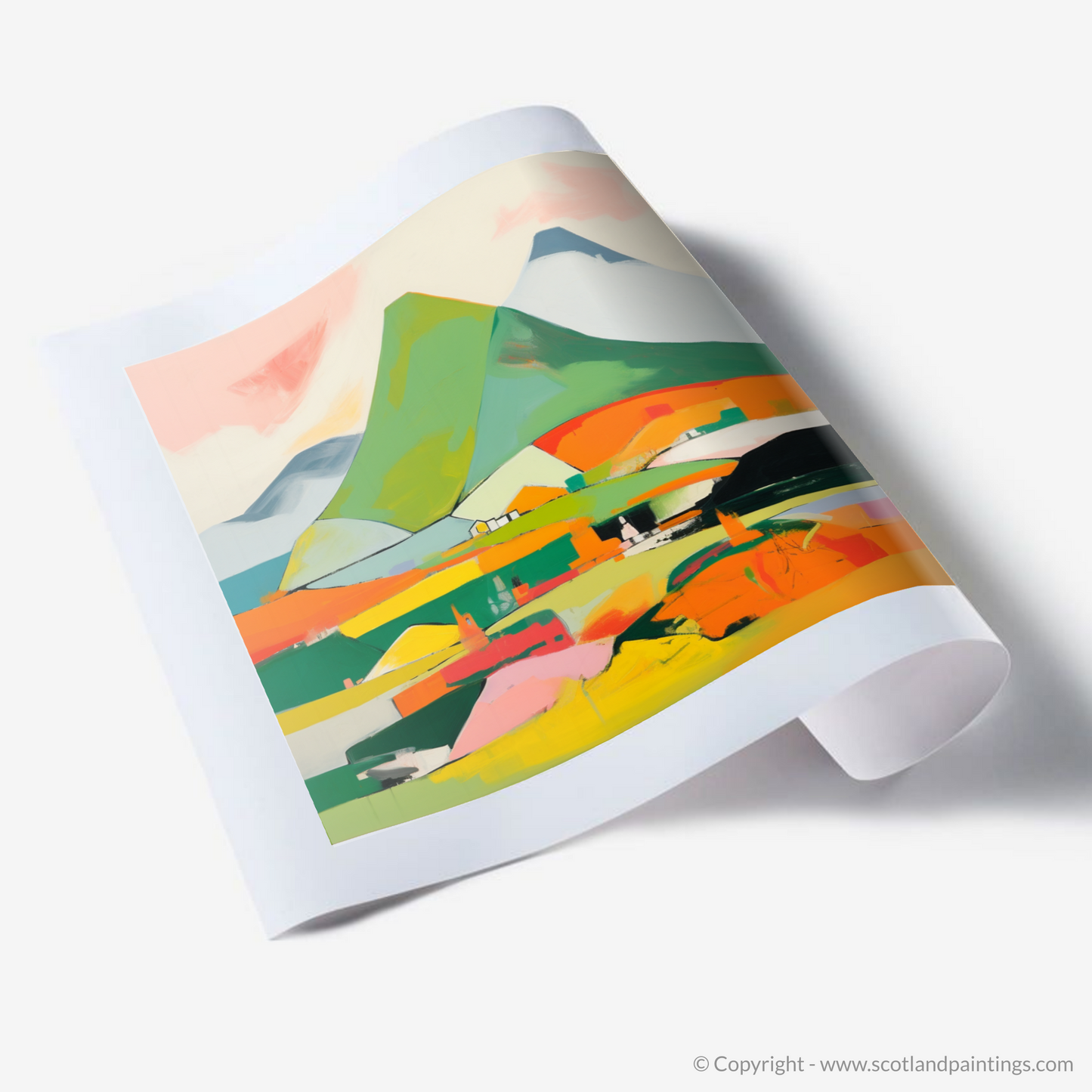 Painting and Art Print of Creag Leacach. Vibrant Highlands: An Abstract Ode to Creag Leacach.