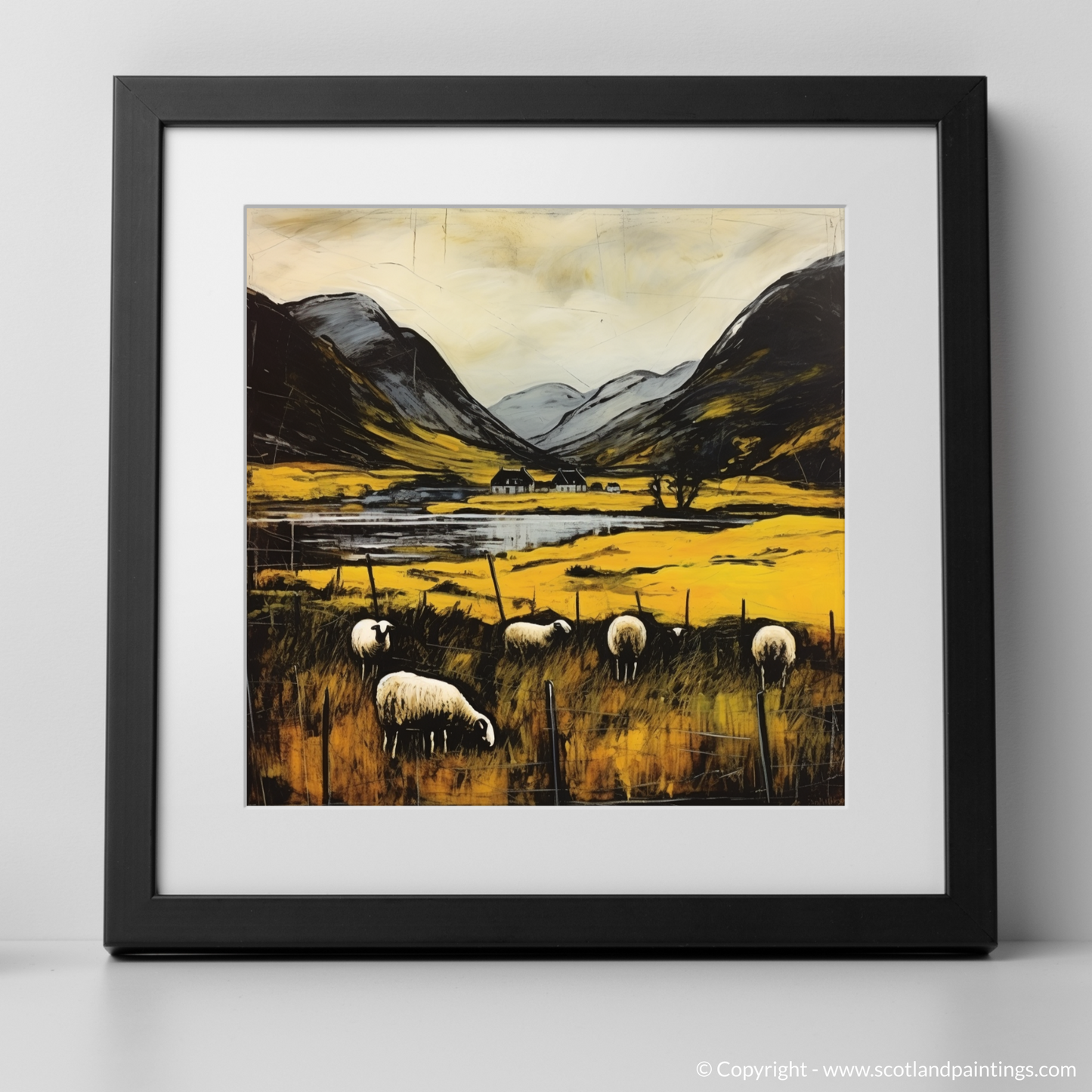 Pastoral Serenity: Grazing Sheep in the Highlands