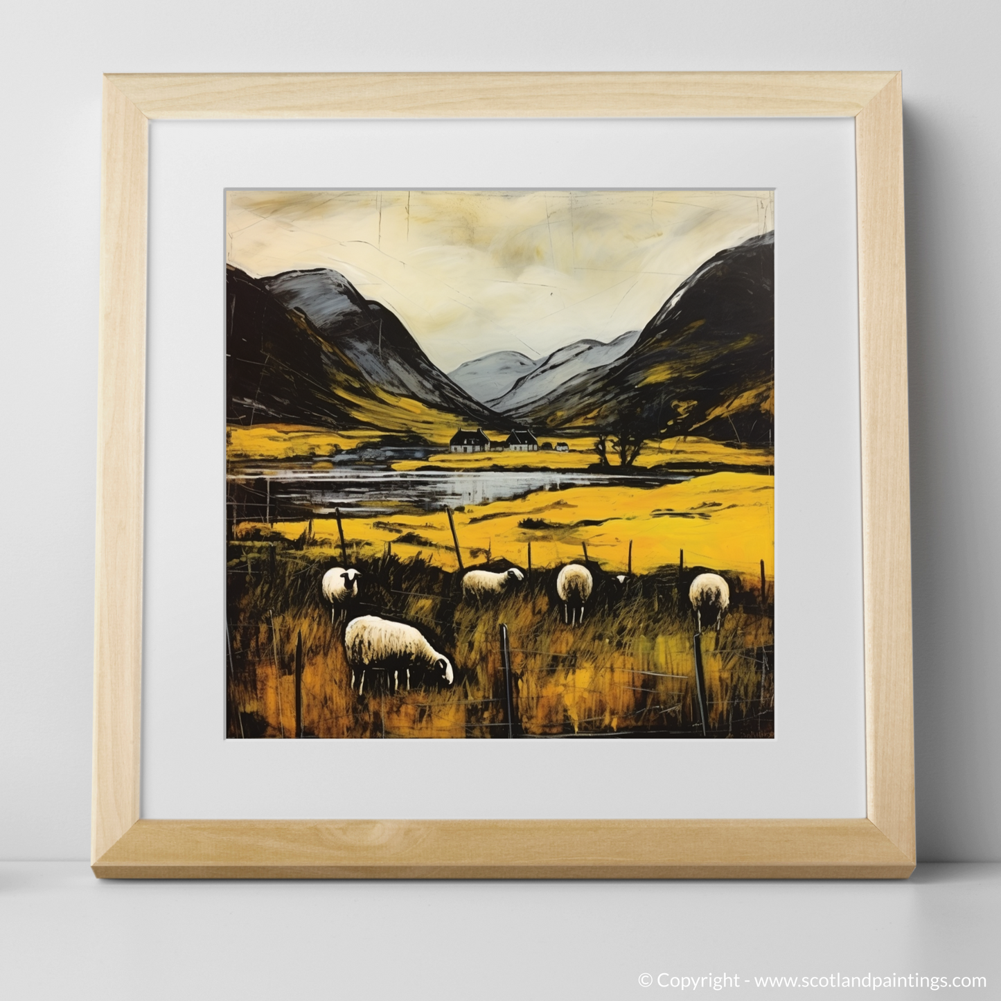 Pastoral Serenity: Grazing Sheep in the Highlands