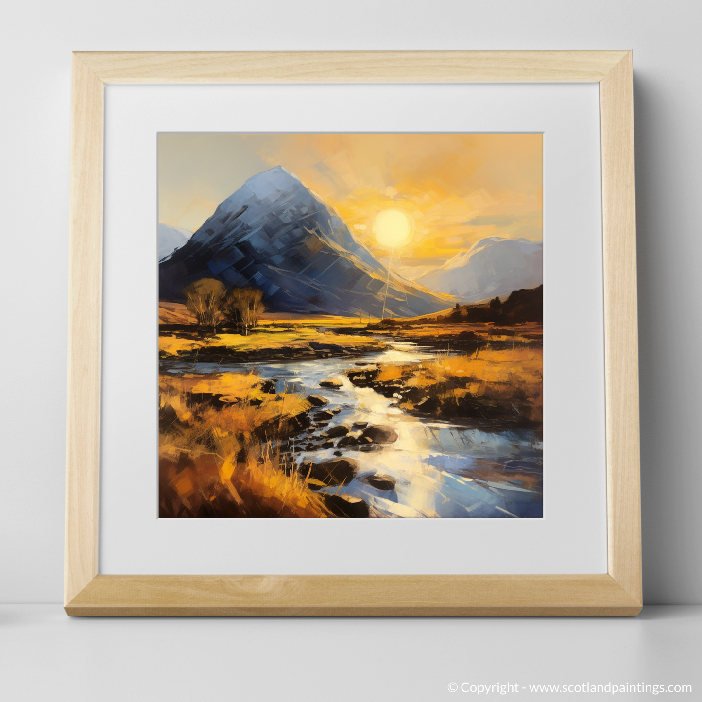 Golden Hour Majesty: Buachaille Etive Mòr in Color Field Style