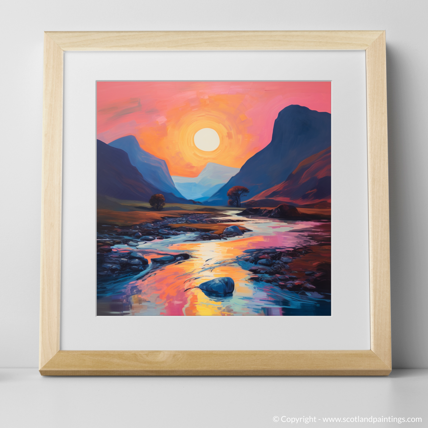 Dusk over River Coe: A Pop Art Tribute to the Scottish Highlands