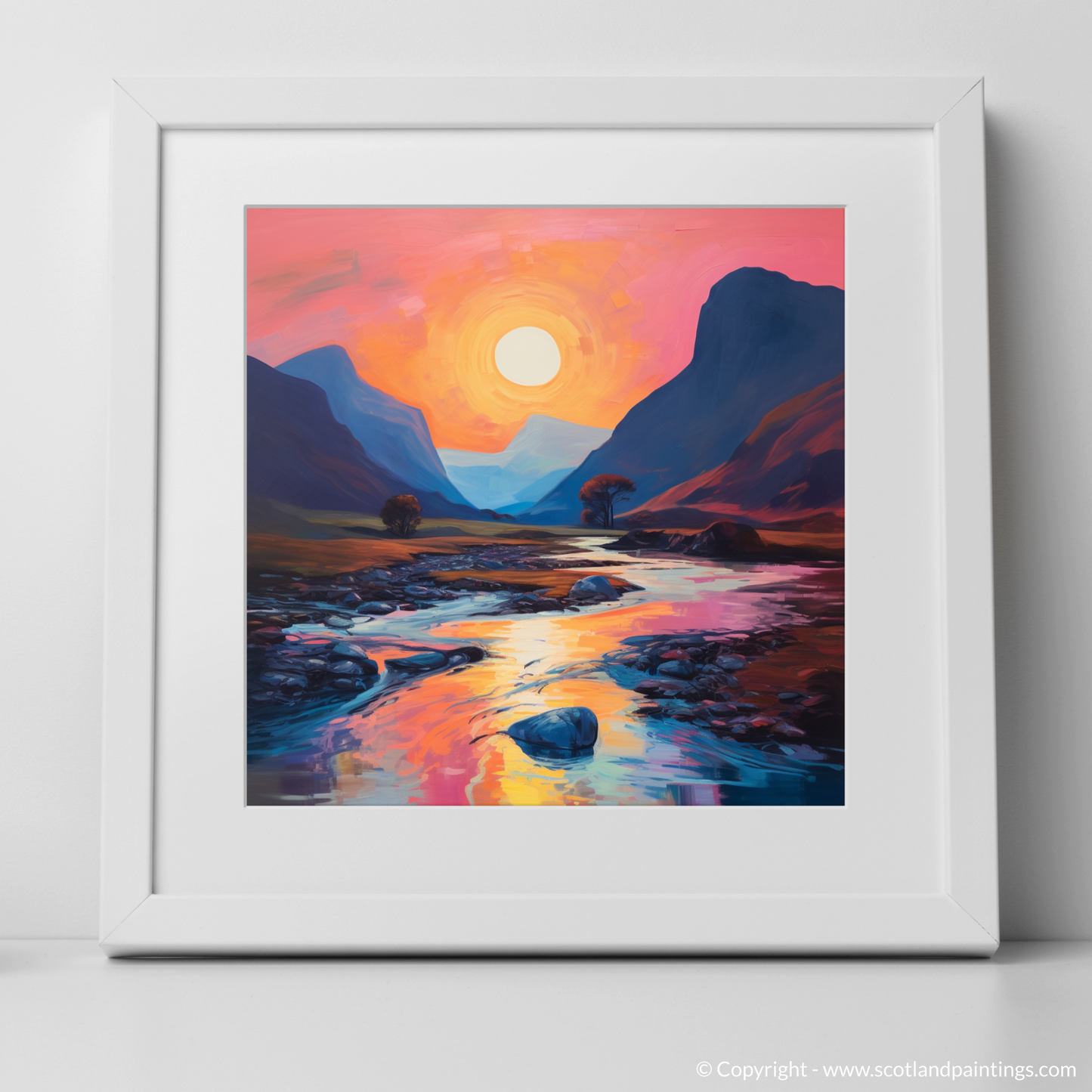 Dusk over River Coe: A Pop Art Tribute to the Scottish Highlands