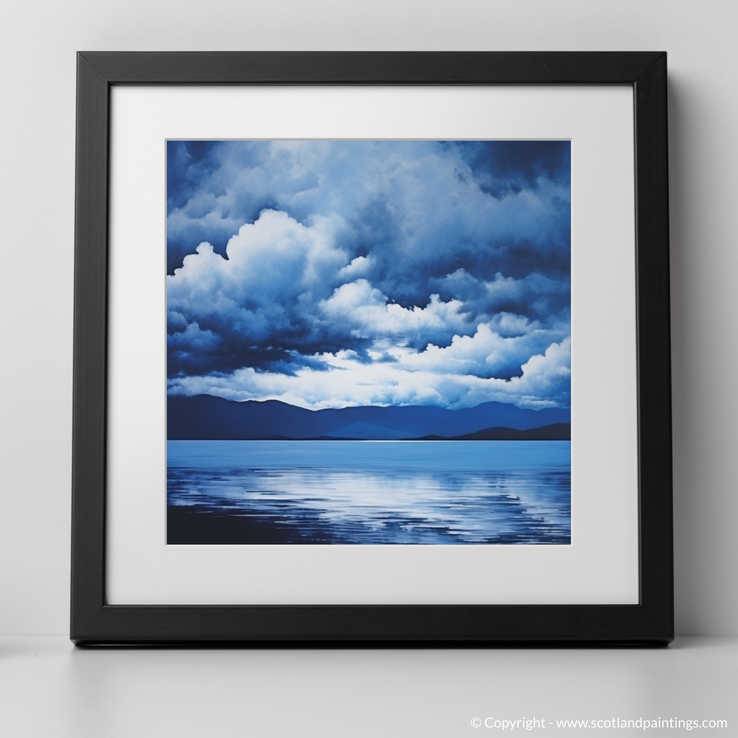 Art Print of Storm clouds above Loch Lomond with a black frame