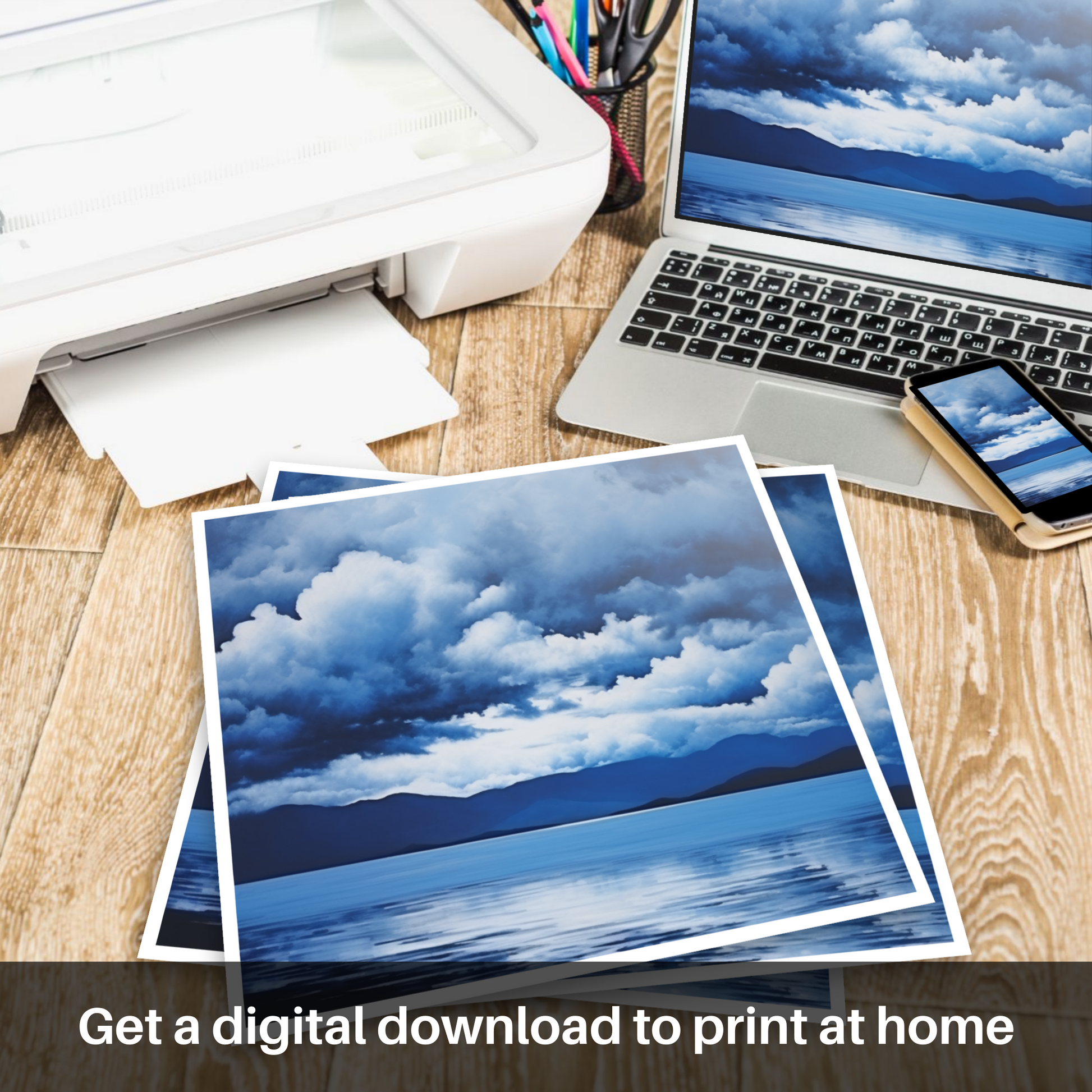 Downloadable and printable picture of Storm clouds above Loch Lomond