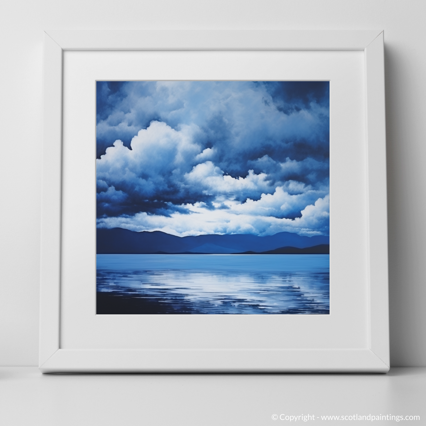 Art Print of Storm clouds above Loch Lomond with a white frame