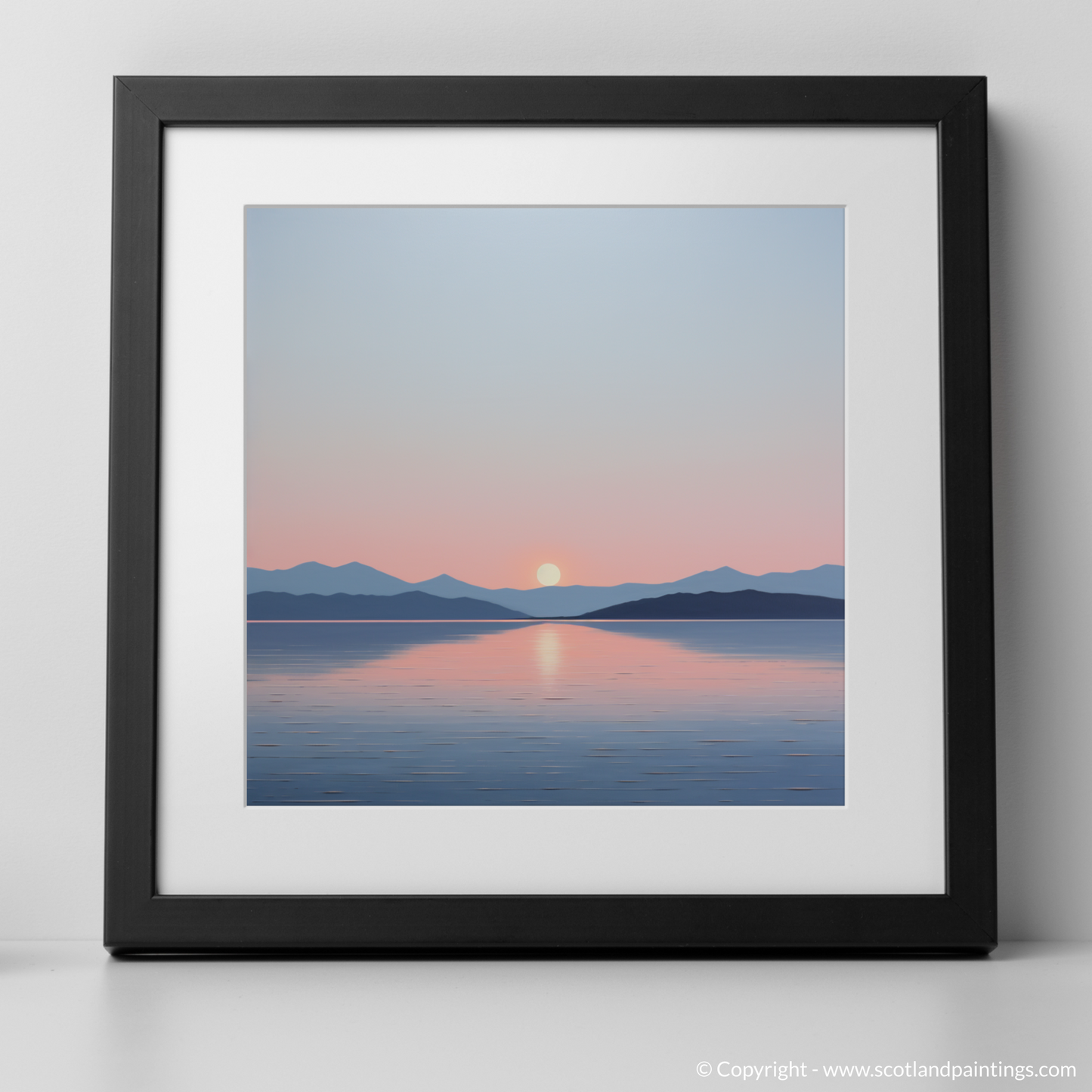 Art Print of Dusk on Loch Lomond with a black frame