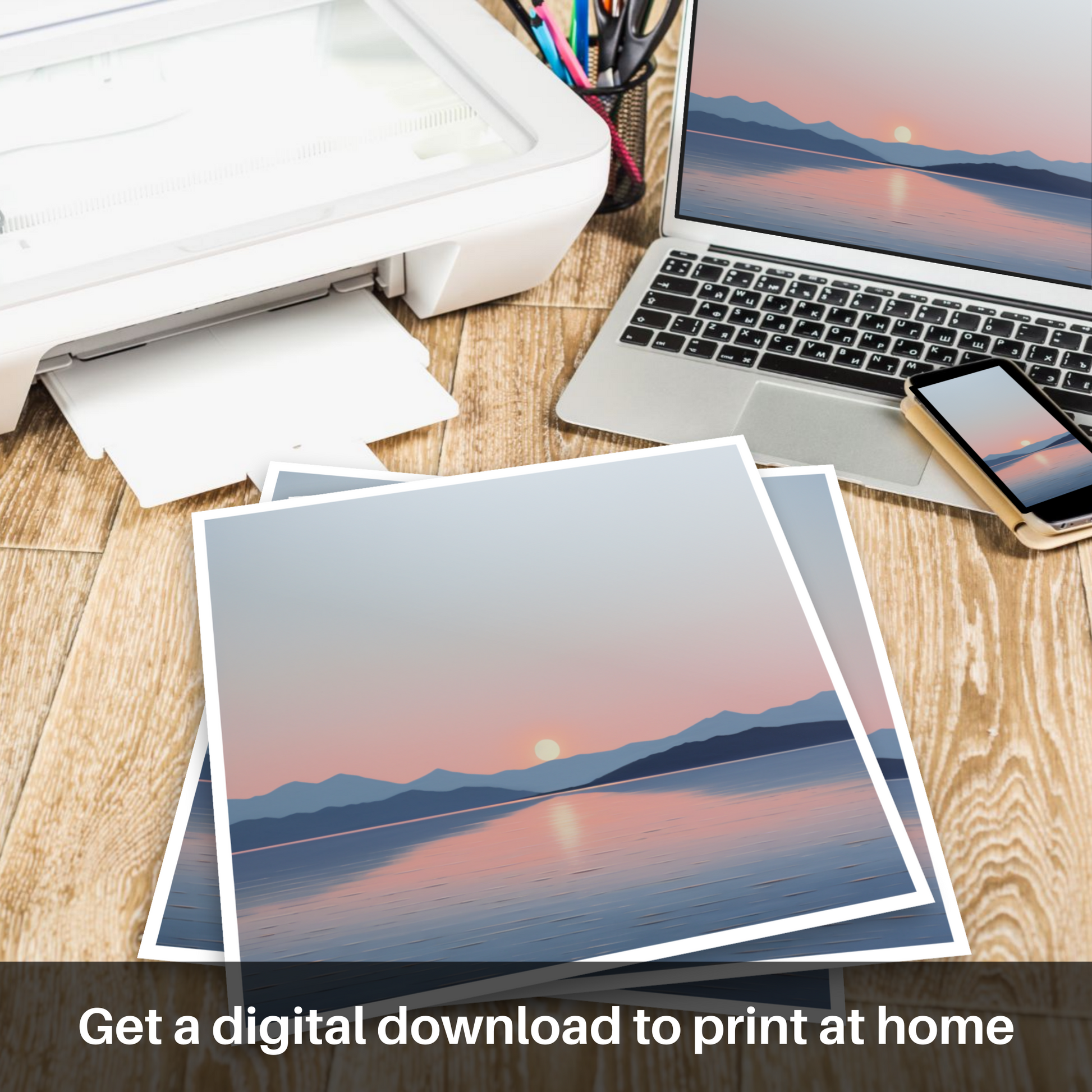 Downloadable and printable picture of Dusk on Loch Lomond