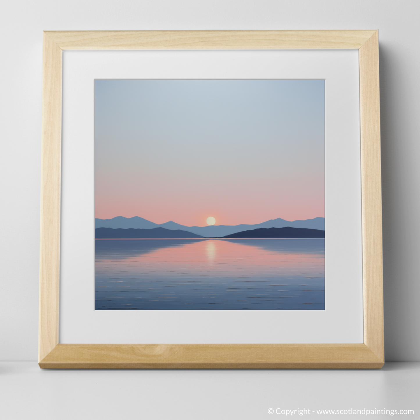 Art Print of Dusk on Loch Lomond with a natural frame