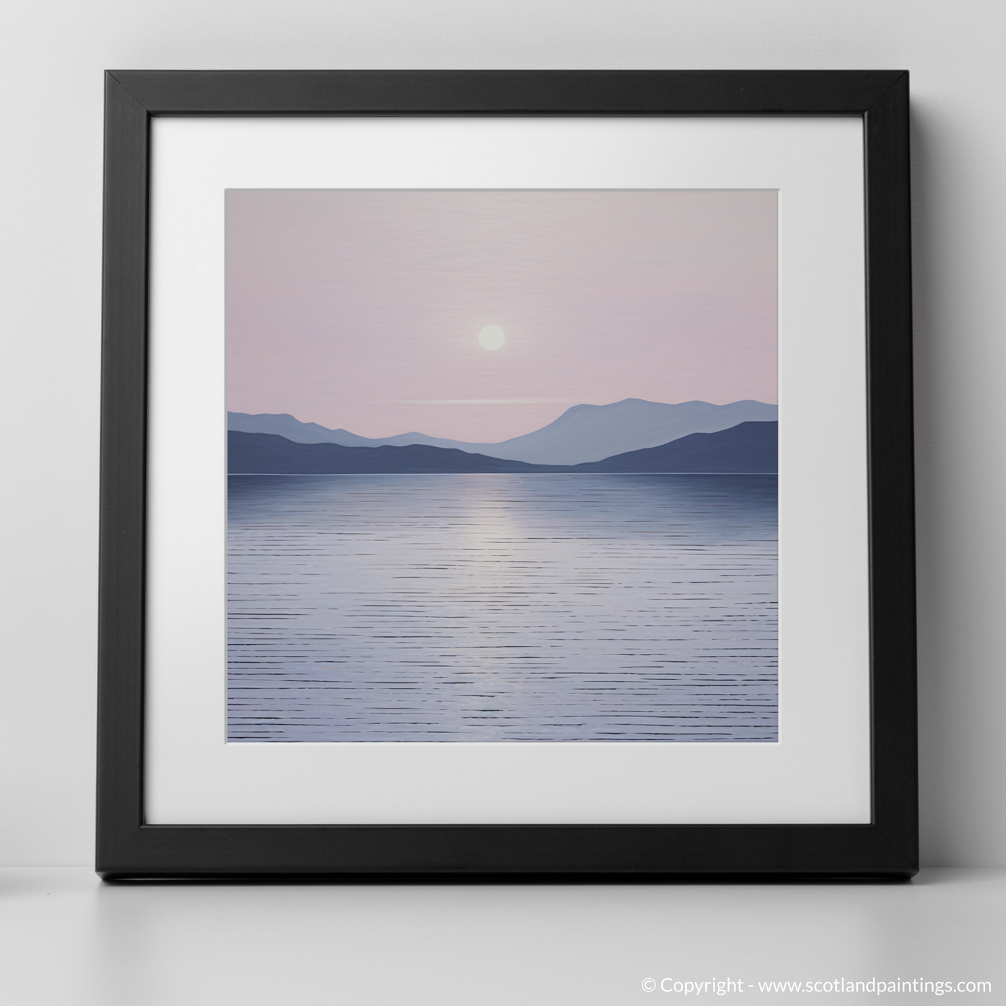 Art Print of Dusk on Loch Lomond with a black frame