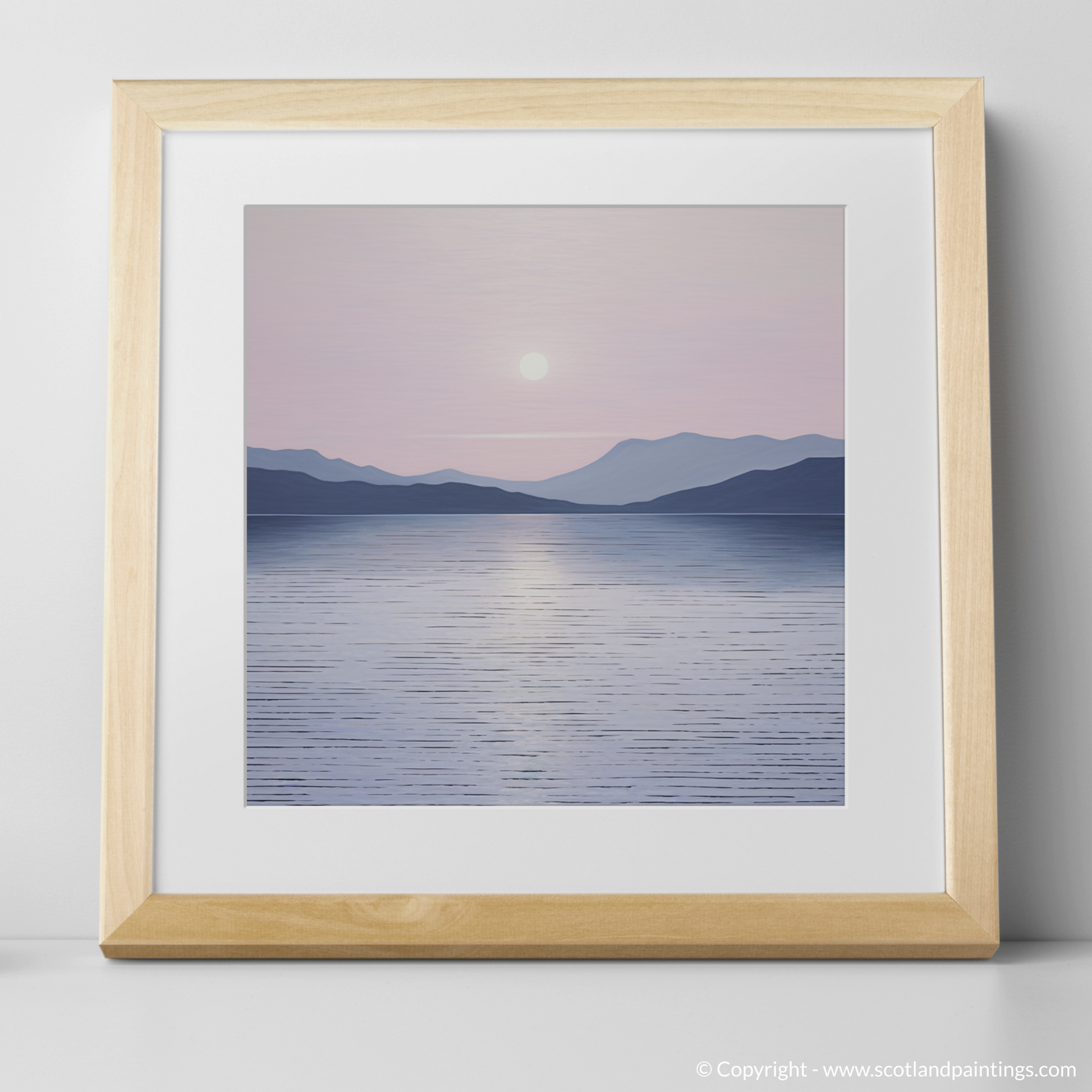 Art Print of Dusk on Loch Lomond with a natural frame