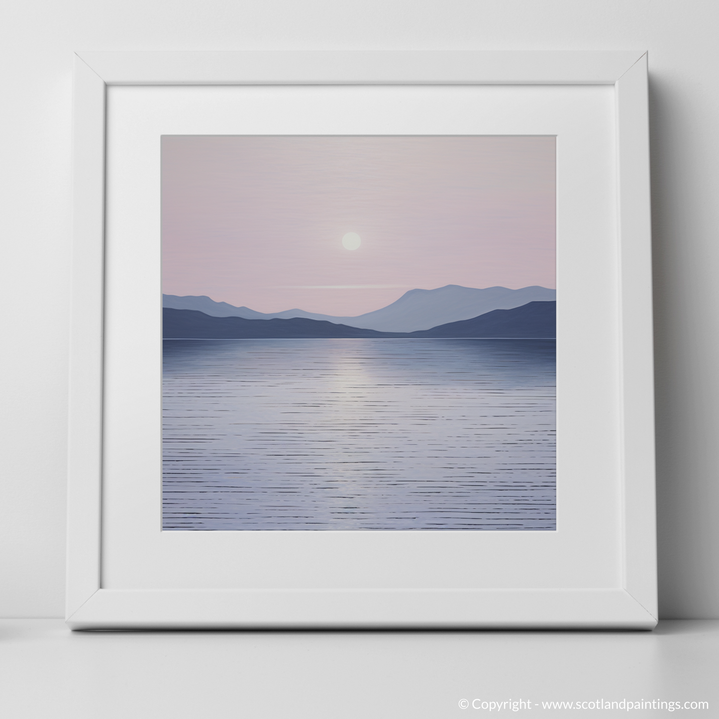 Art Print of Dusk on Loch Lomond with a white frame