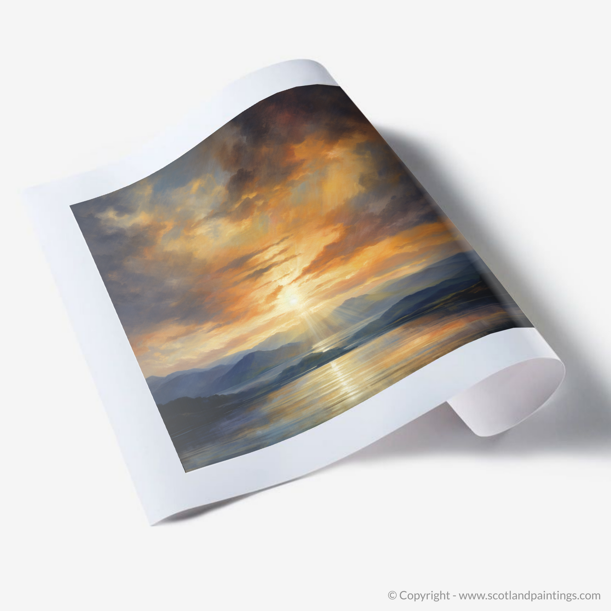 Art Print of Crepuscular rays above Loch Lomond