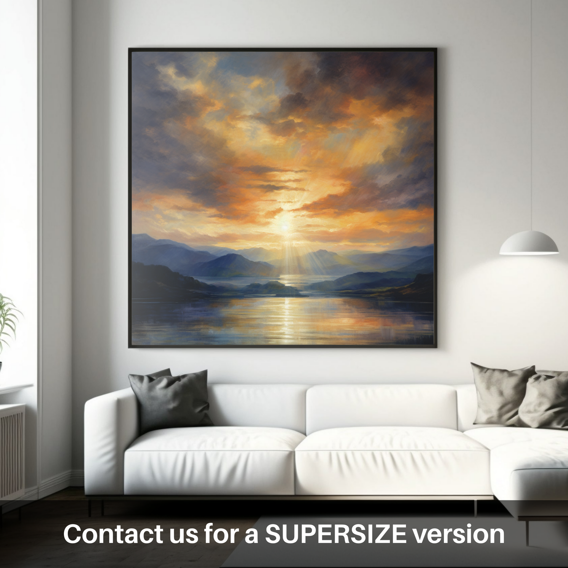 Huge supersize print of Crepuscular rays above Loch Lomond