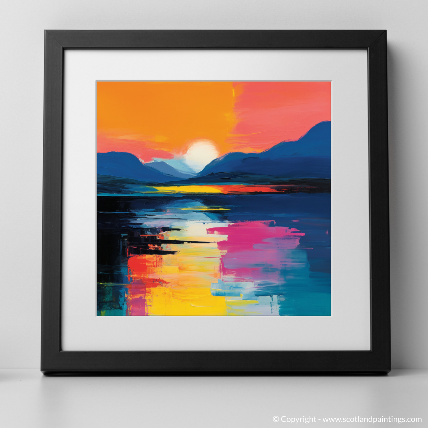 Art Print of Twilight reflections on Loch Lomond with a black frame