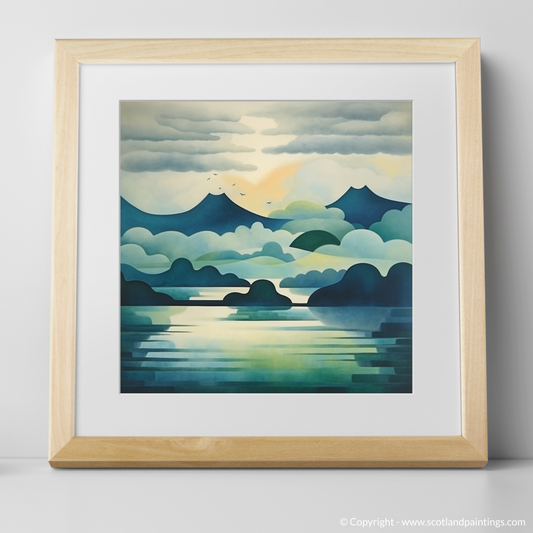 Art Print of Misty morning on Loch Lomond with a natural frame