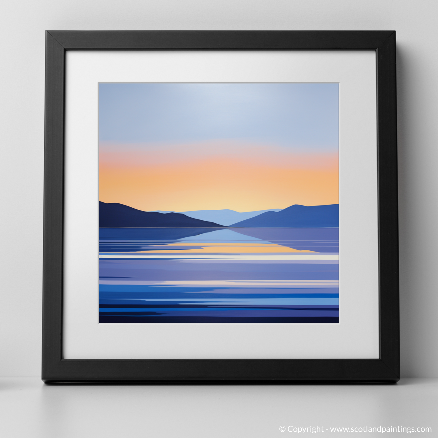 Art Print of Dusk on Loch Lomond with a black frame