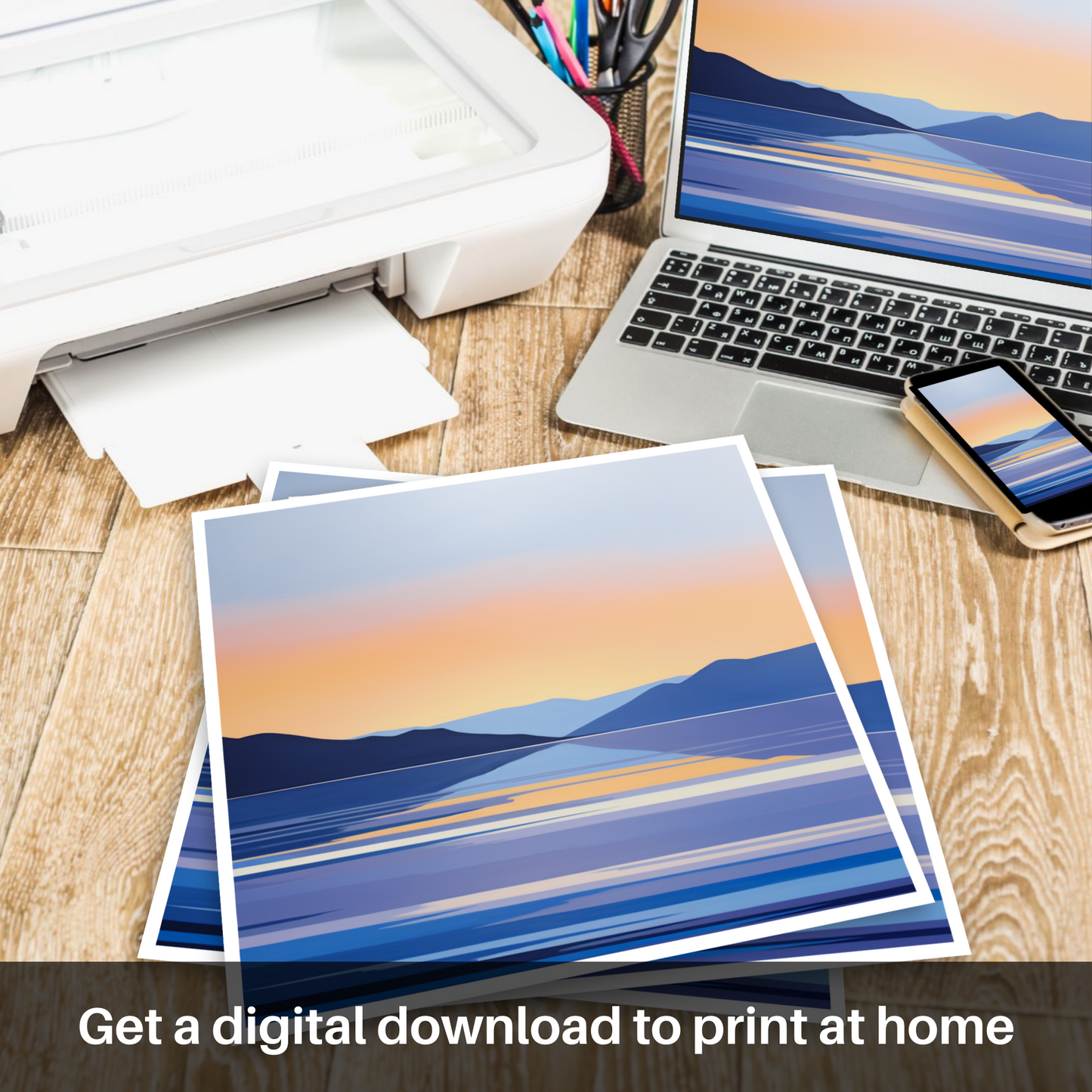 Downloadable and printable picture of Dusk on Loch Lomond