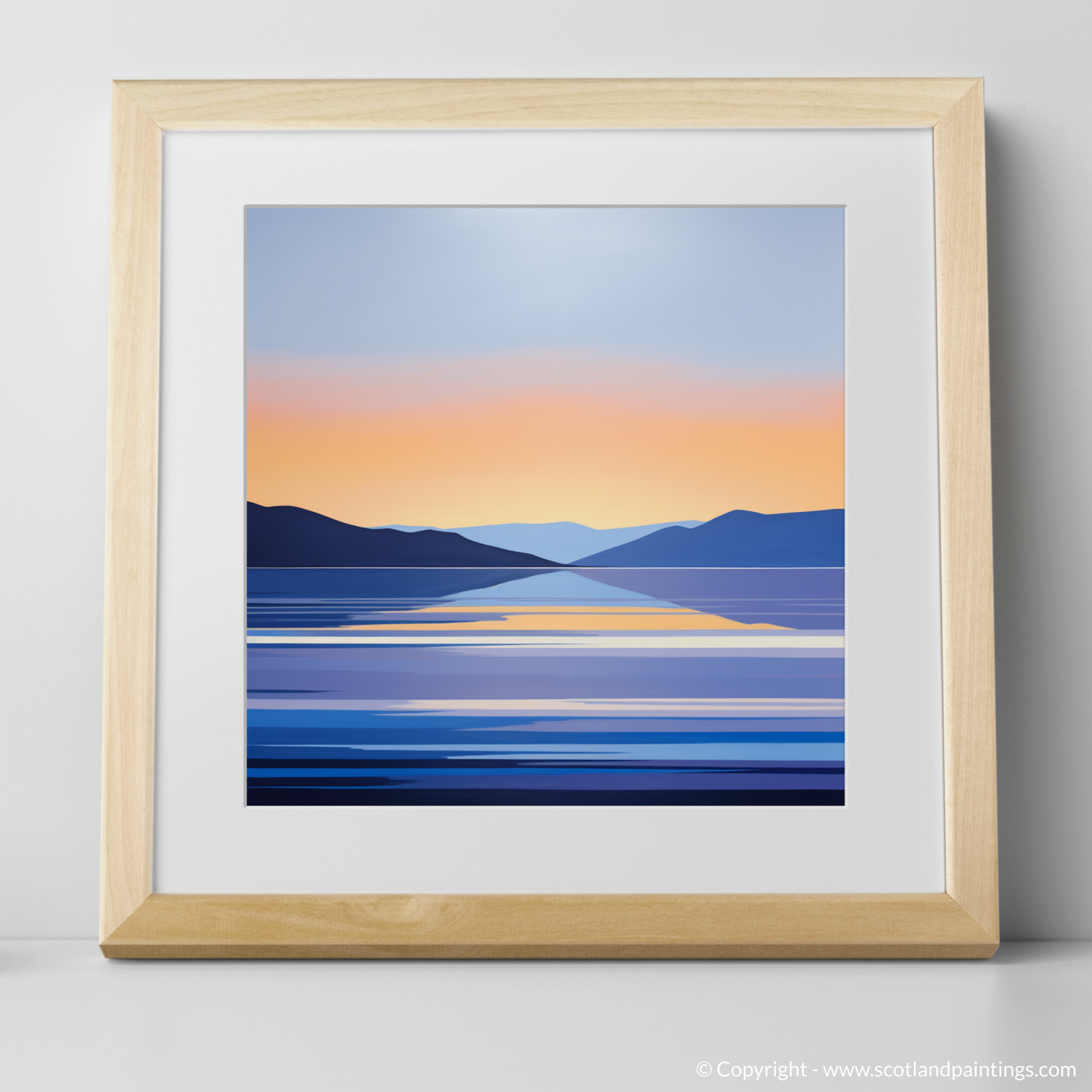 Art Print of Dusk on Loch Lomond with a natural frame