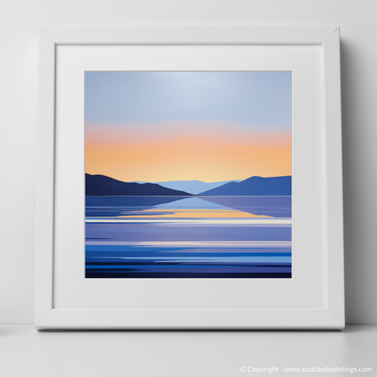 Art Print of Dusk on Loch Lomond with a white frame