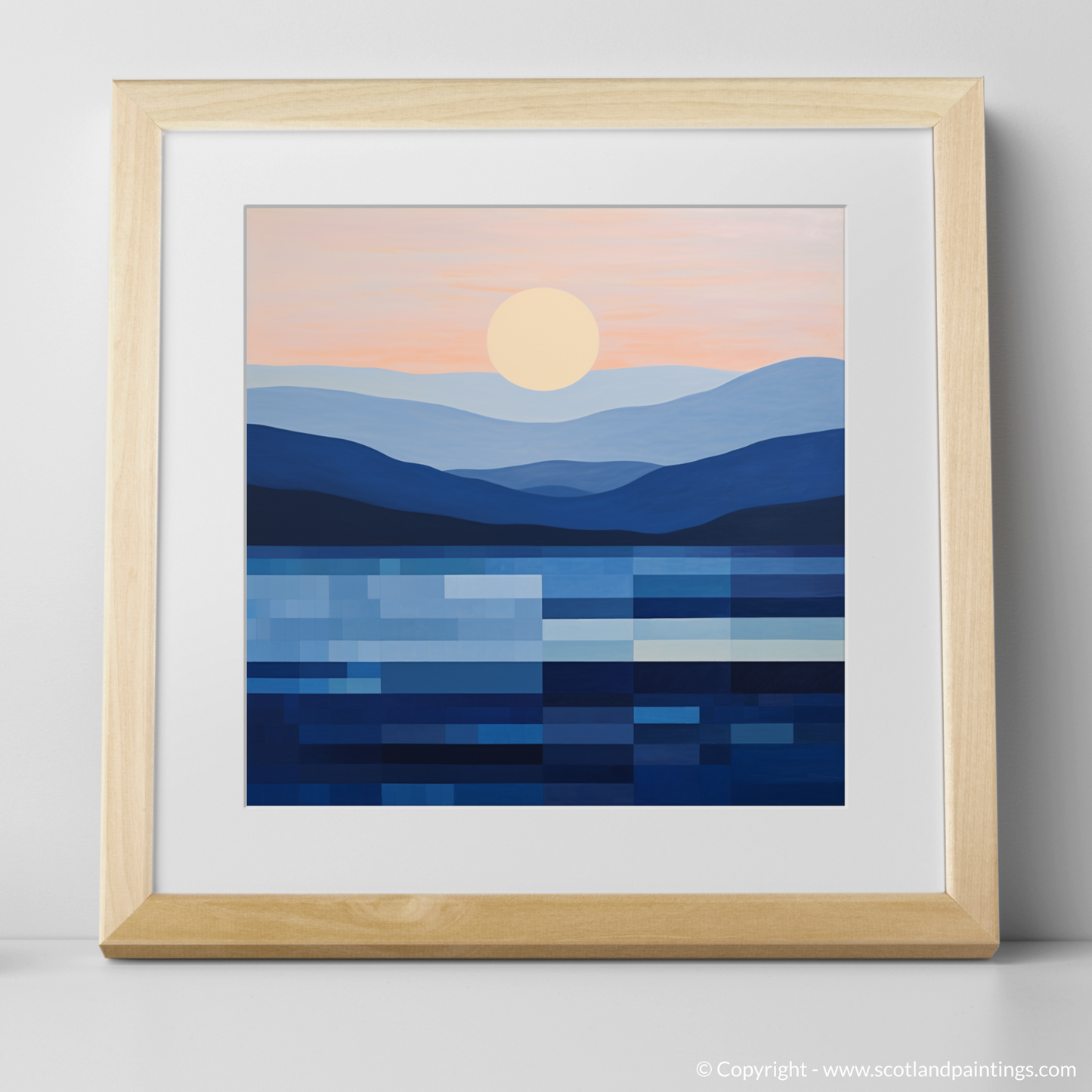 Art Print of Dusk on Loch Lomond with a natural frame