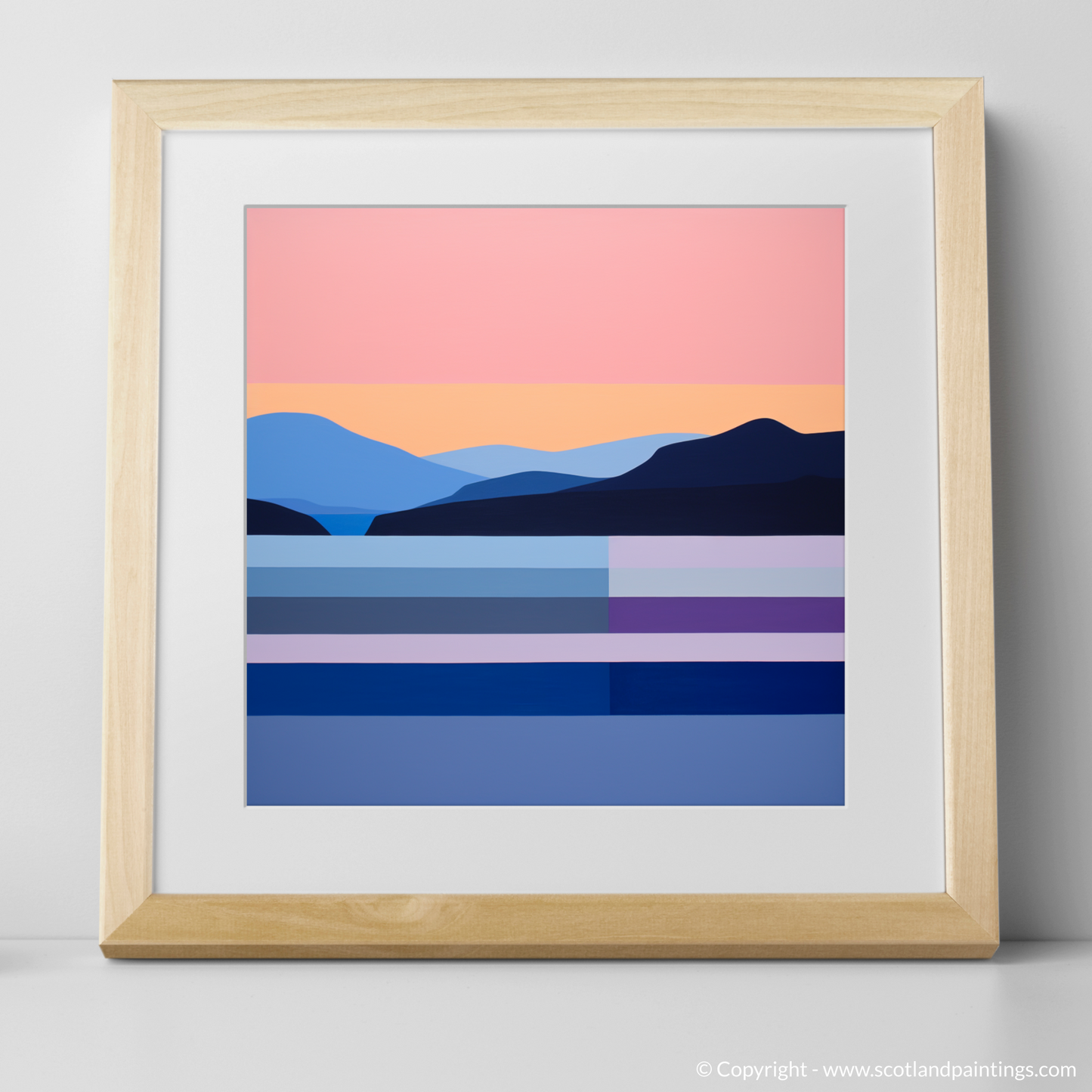 Art Print of Dusk on Loch Lomond with a natural frame