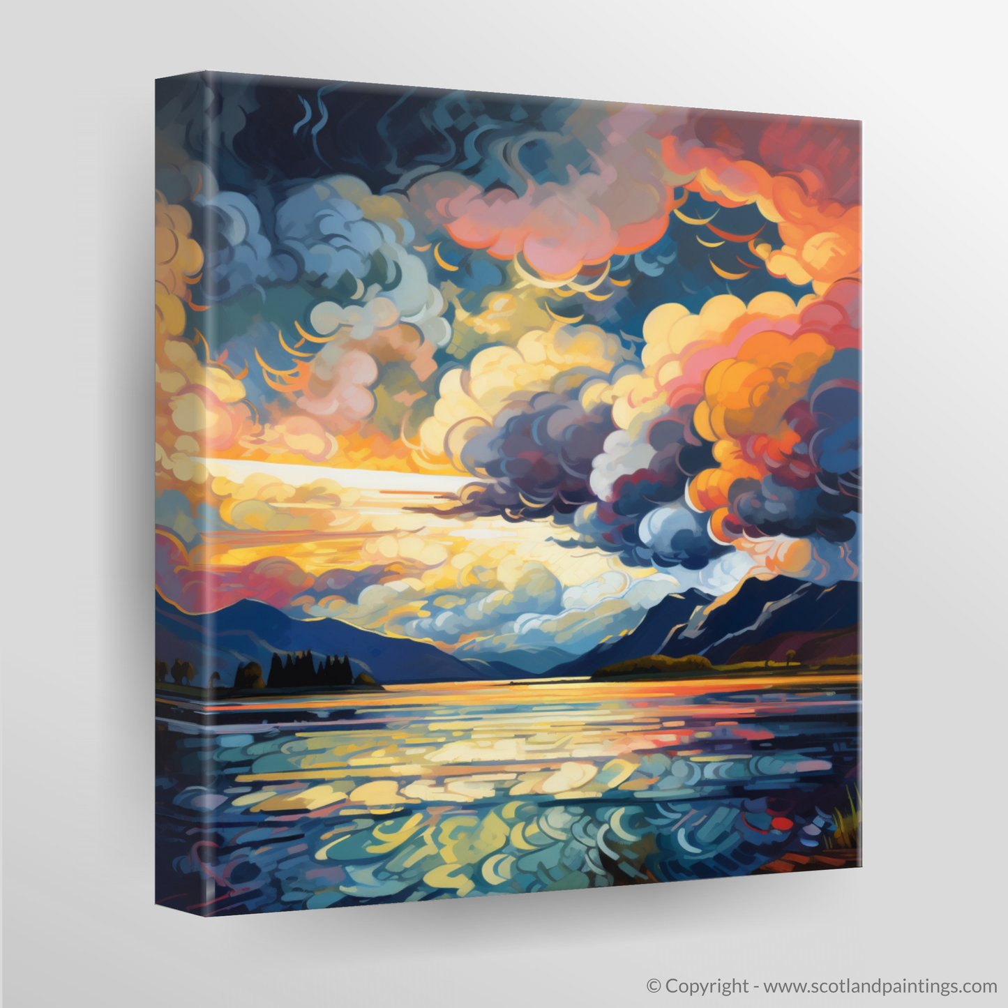 Canvas Print of Storm clouds above Loch Lomond