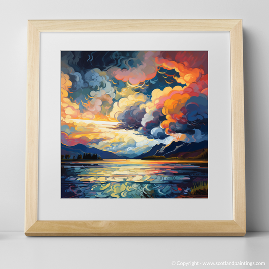 Art Print of Storm clouds above Loch Lomond with a natural frame