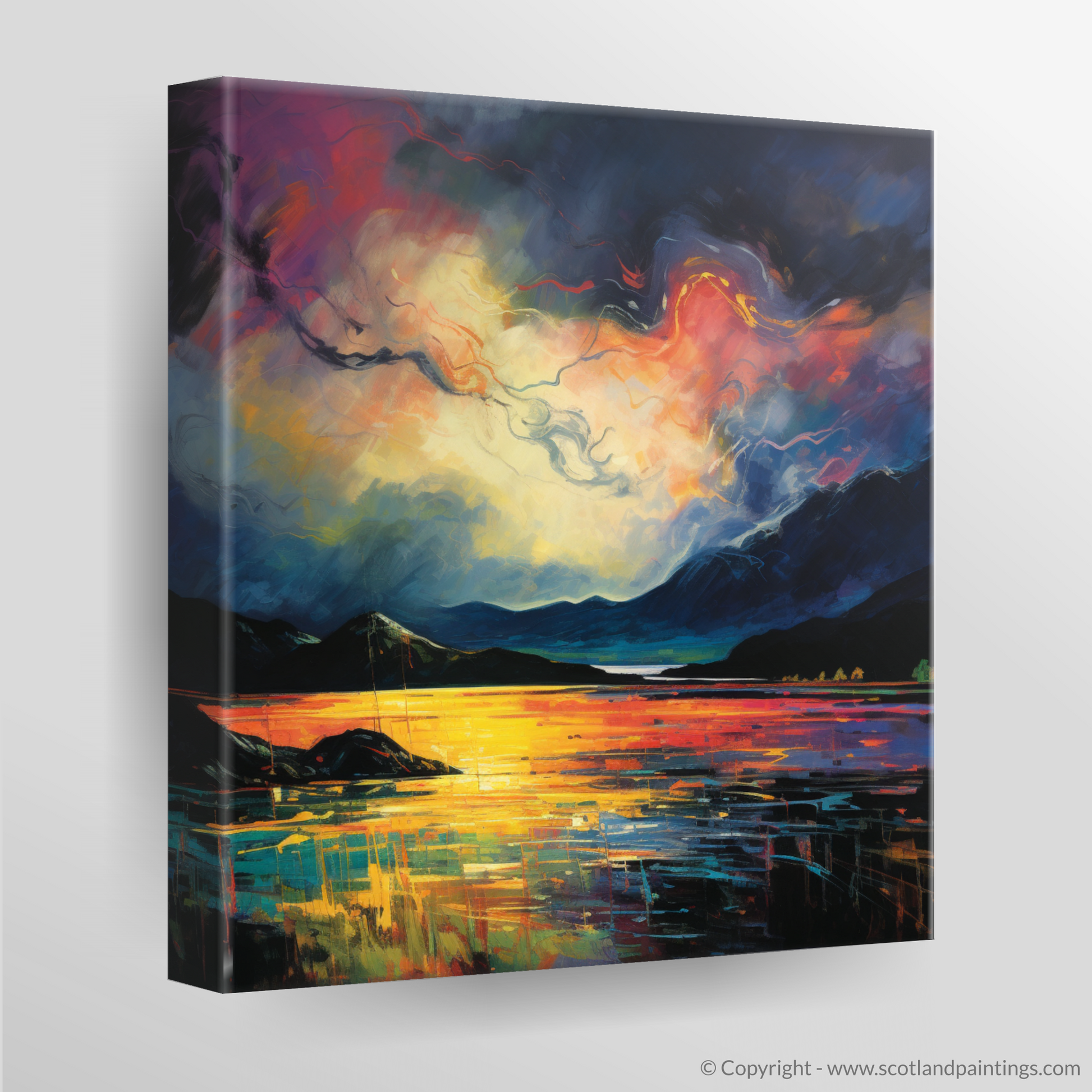 Canvas Print of Storm clouds above Loch Lomond