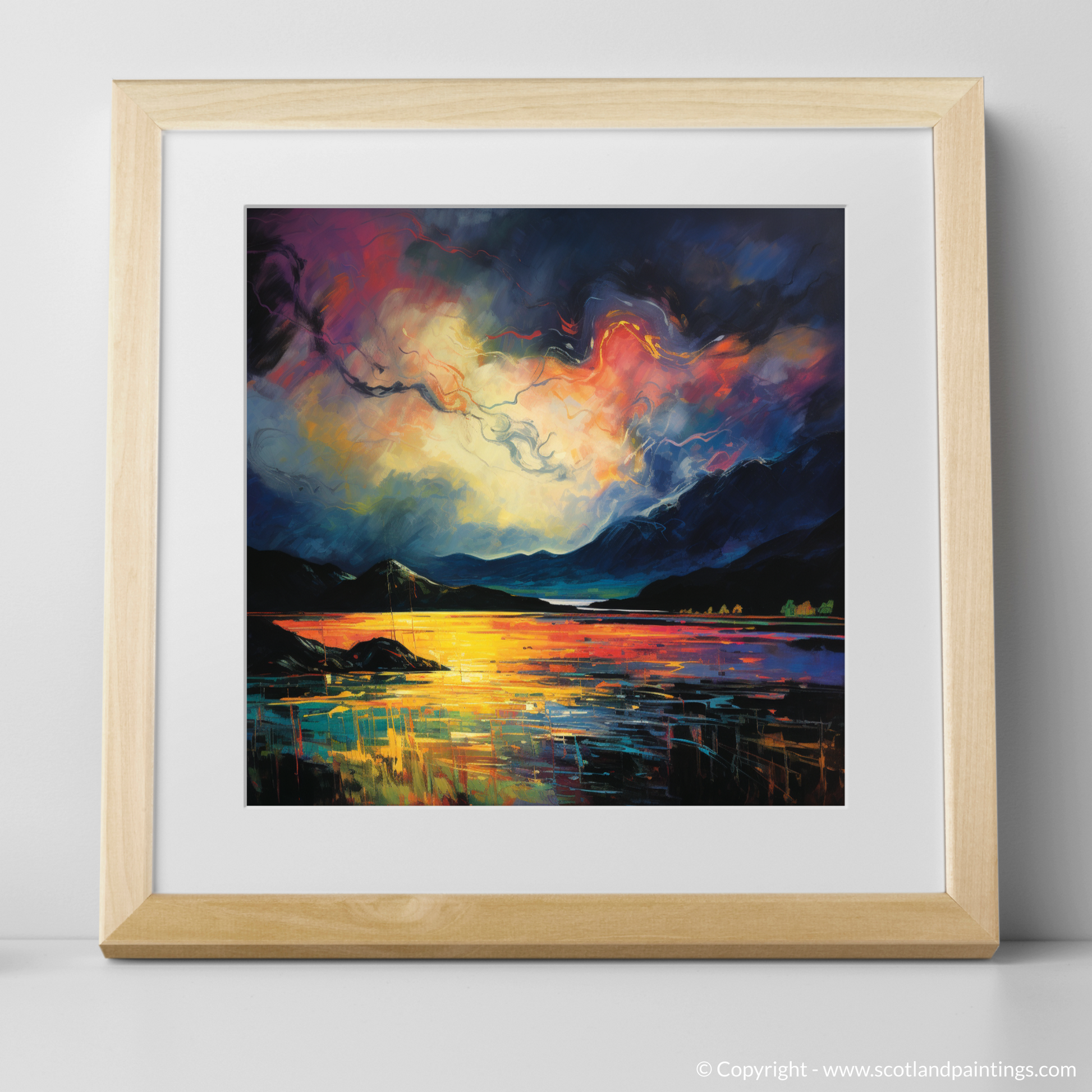 Art Print of Storm clouds above Loch Lomond with a natural frame