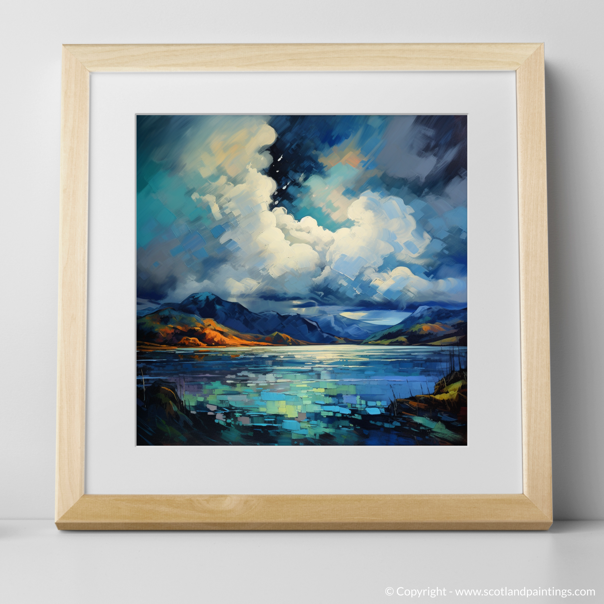 Art Print of Storm clouds above Loch Lomond with a natural frame