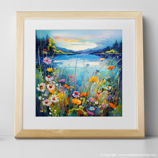 Art Print of Wildflowers by Loch Lomond with a natural frame
