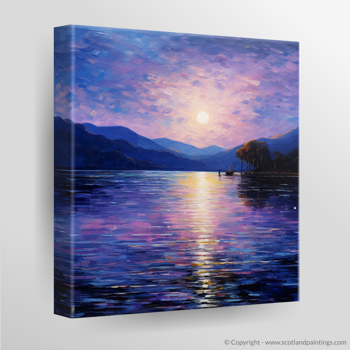 Canvas Print of Twilight reflections on Loch Lomond