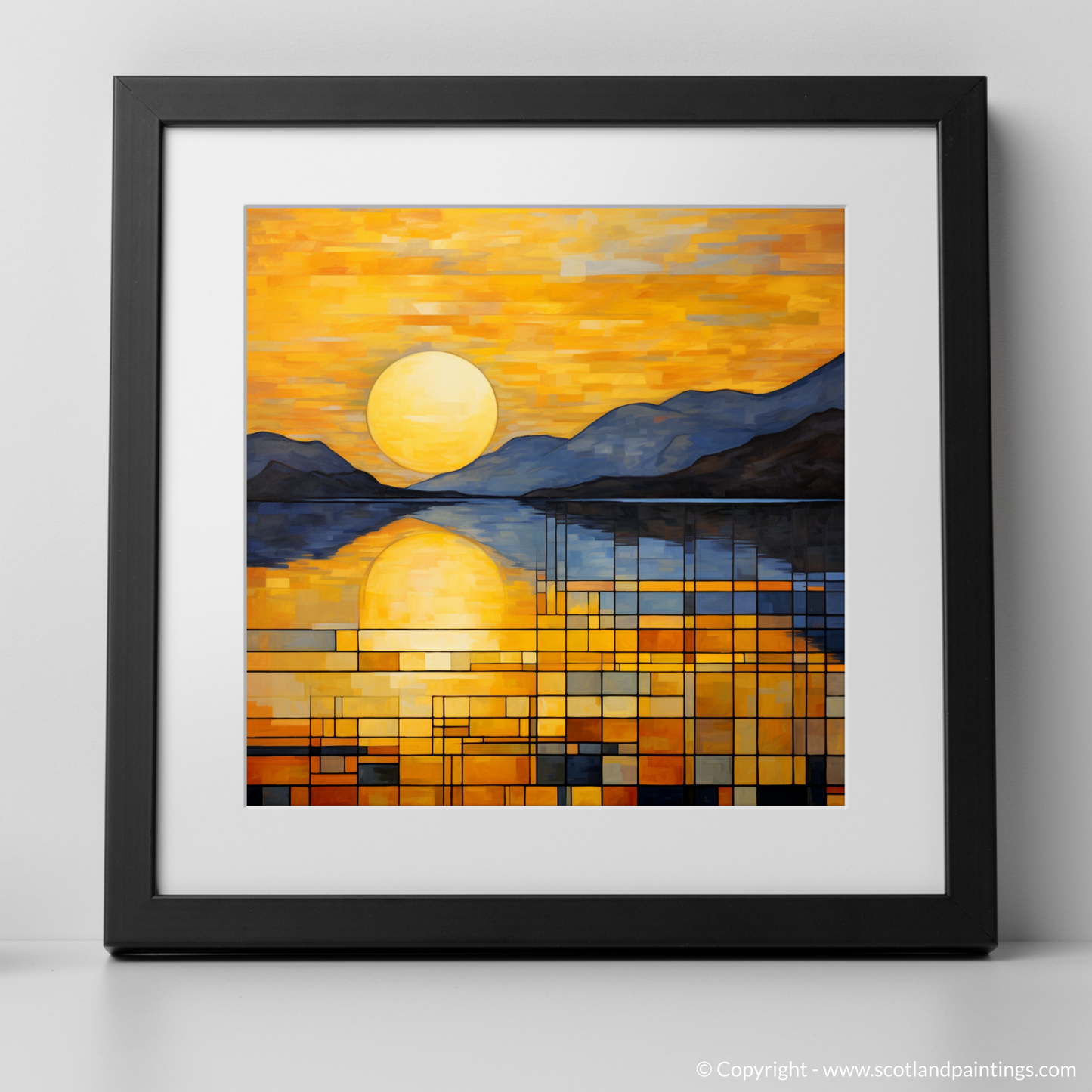 Painting and Art Print of Golden hour at Loch Lomond. Golden Hour Mosaic at Loch Lomond.