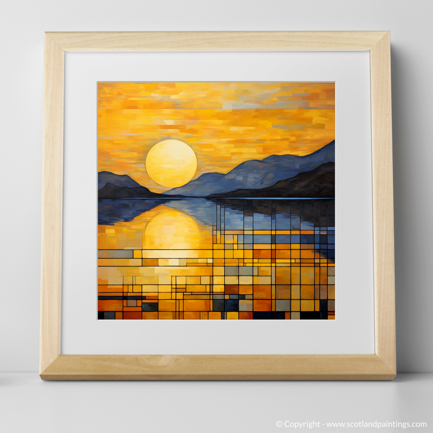 Painting and Art Print of Golden hour at Loch Lomond. Golden Hour Mosaic at Loch Lomond.