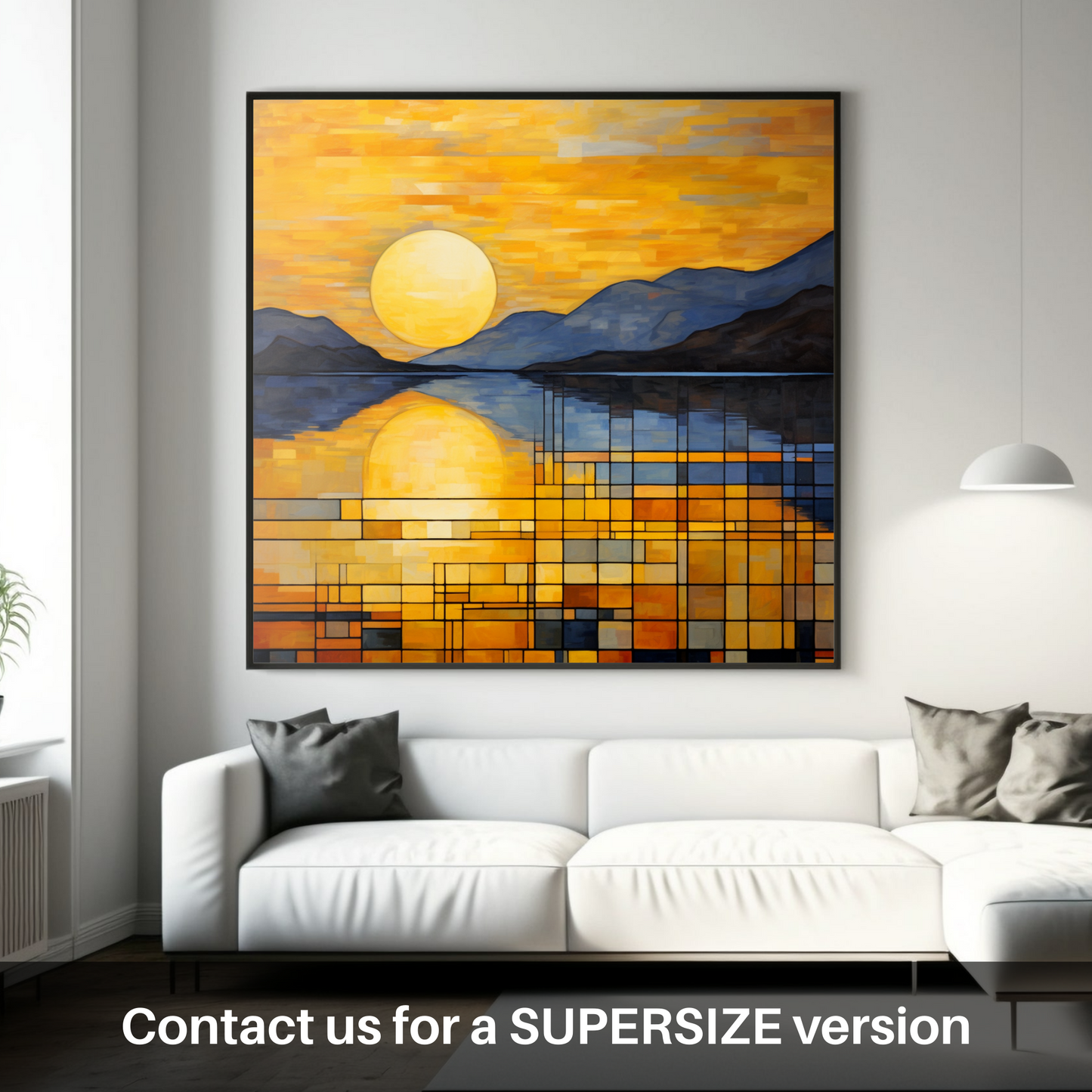 Painting and Art Print of Golden hour at Loch Lomond. Golden Hour Mosaic at Loch Lomond.