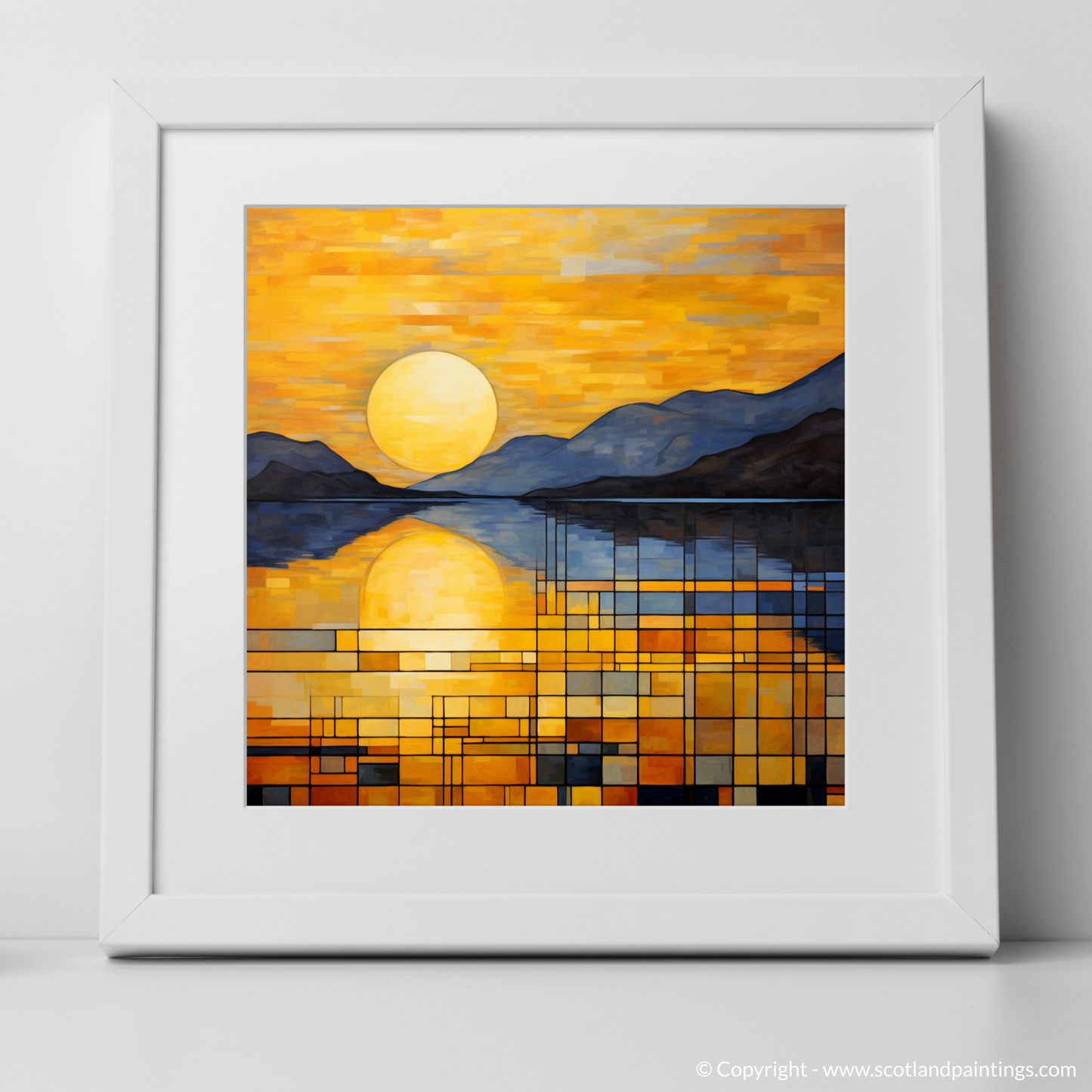 Painting and Art Print of Golden hour at Loch Lomond. Golden Hour Mosaic at Loch Lomond.