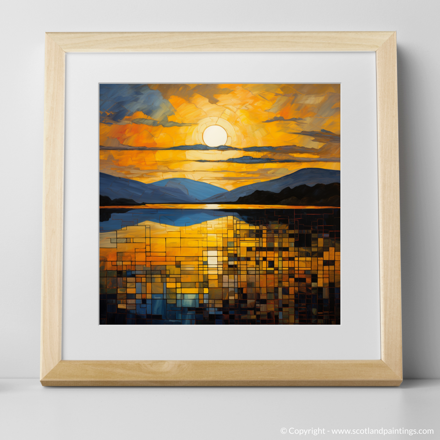 Painting and Art Print of Golden hour at Loch Lomond. Golden Hour Splendour at Loch Lomond.