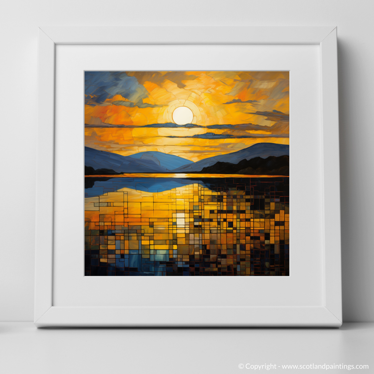 Painting and Art Print of Golden hour at Loch Lomond. Golden Hour Splendour at Loch Lomond.