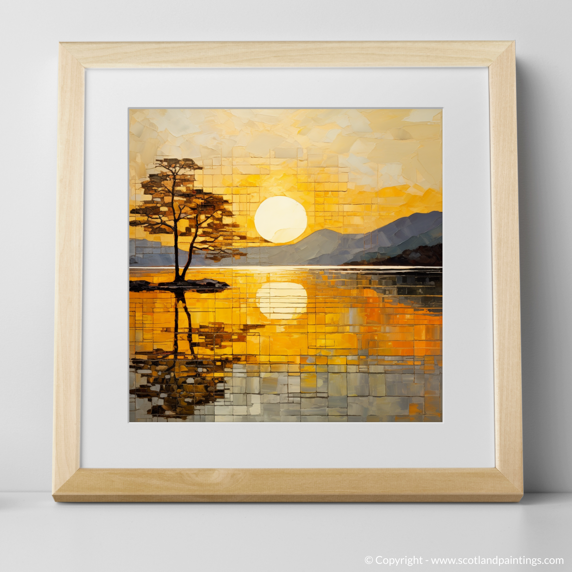 Art Print of Golden hour at Loch Lomond with Natural Frame