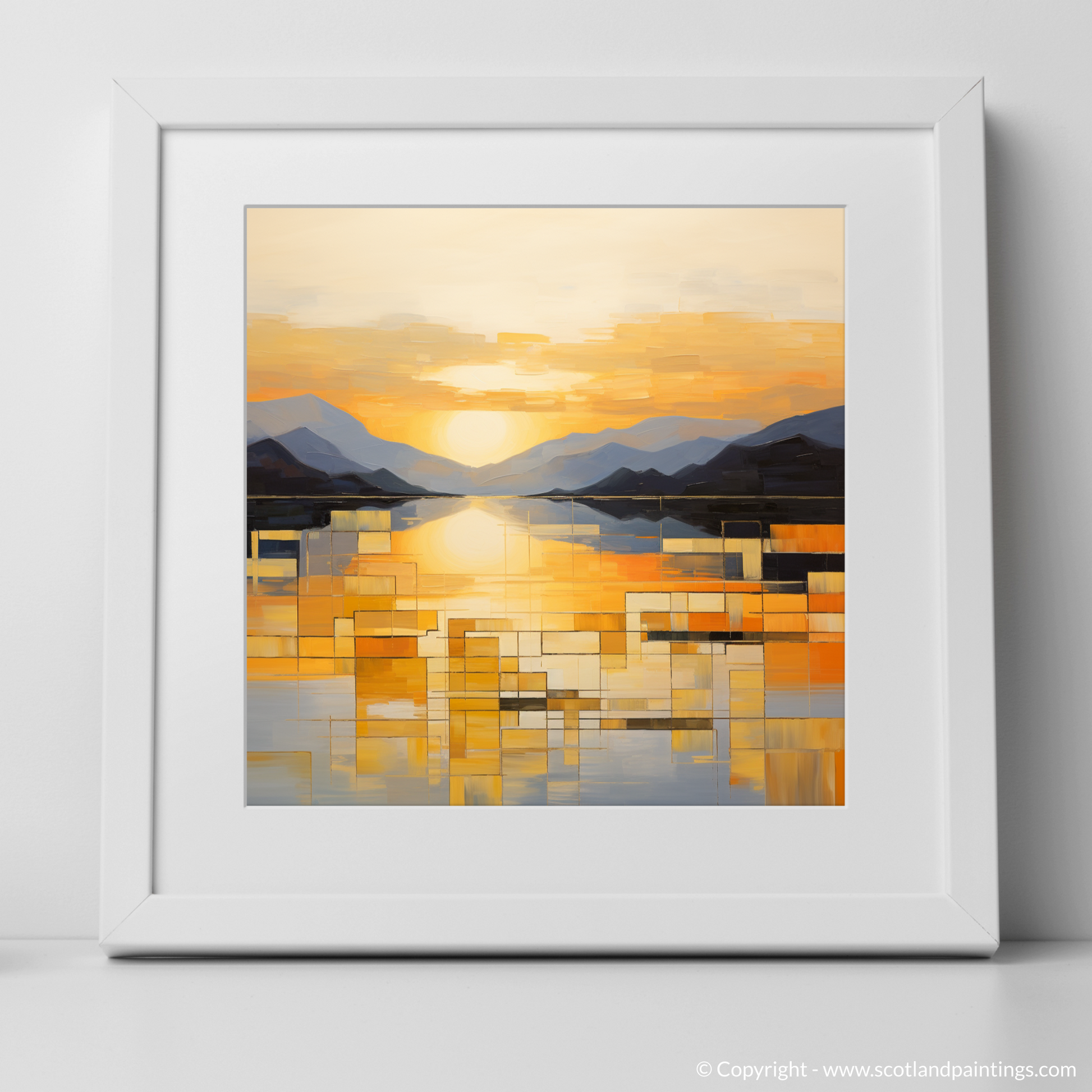 Art Print of Golden hour at Loch Lomond with a white frame